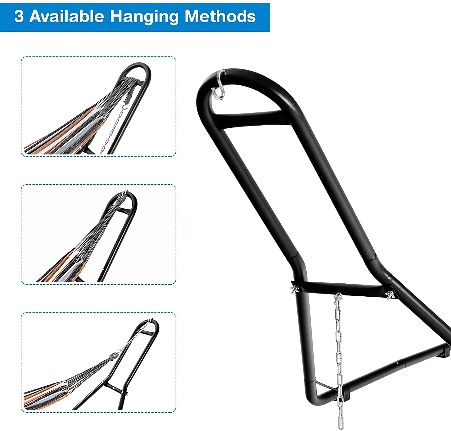 Giantex Multi-Use Universal Hammock Stand, 550LBS Capacity Adjustable Heavy Duty Hammock (Black) 