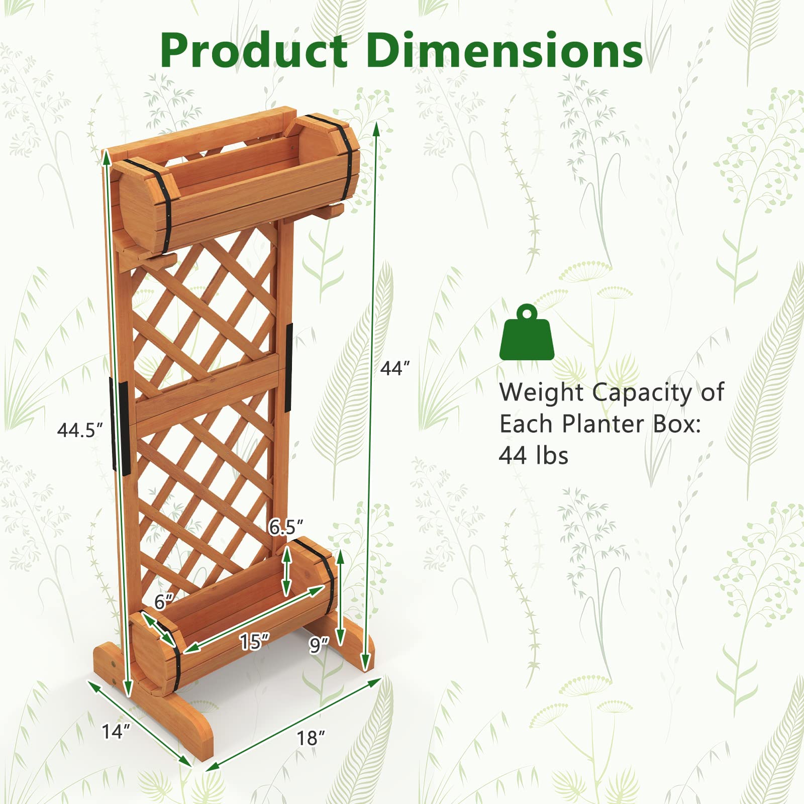 Giantex Raised Garden Bed with 2 Barrel Planters & Trellis 