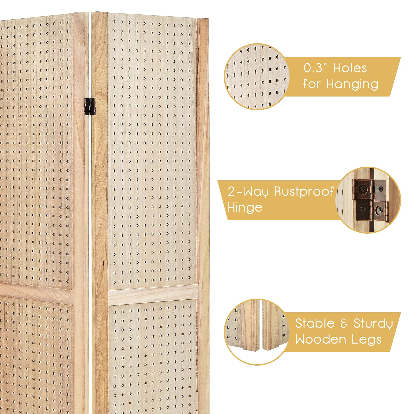 Giantex 4 Panel 5 Ft Pegboard Display, Folding Privacy Screen