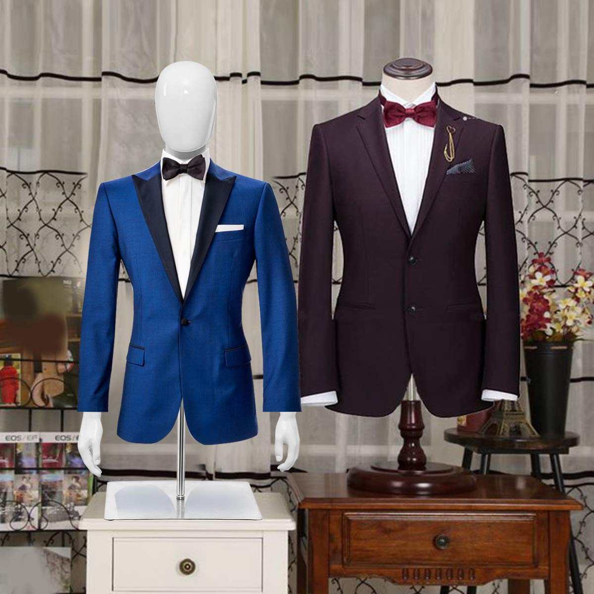 Giantex Male Mannequin Torso Adjustable Height Detachable Arms Dress Form Display w/Metal Stand, Bright White 