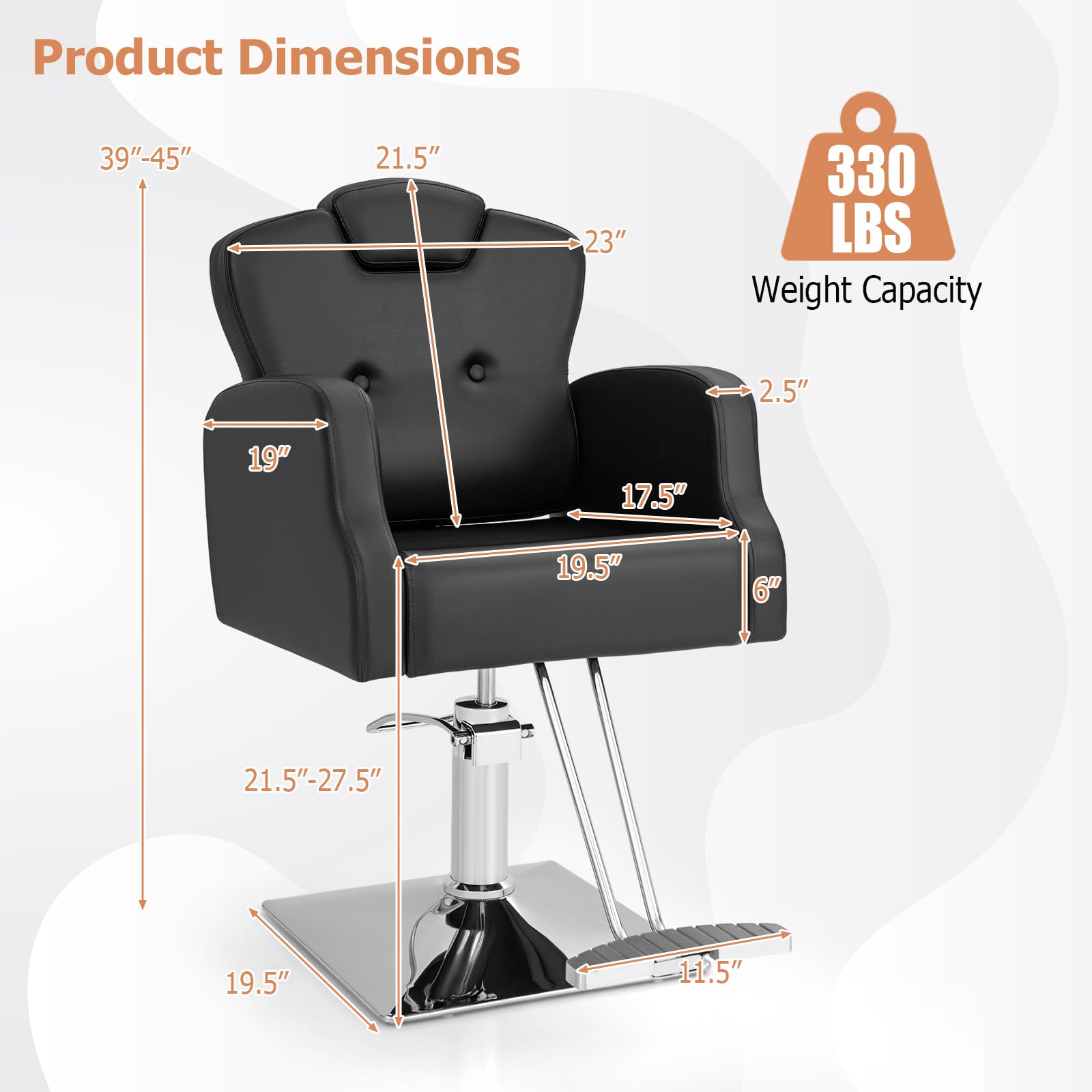Giantex Barber Chair, Salon Chair with Adjustable Seat Height 