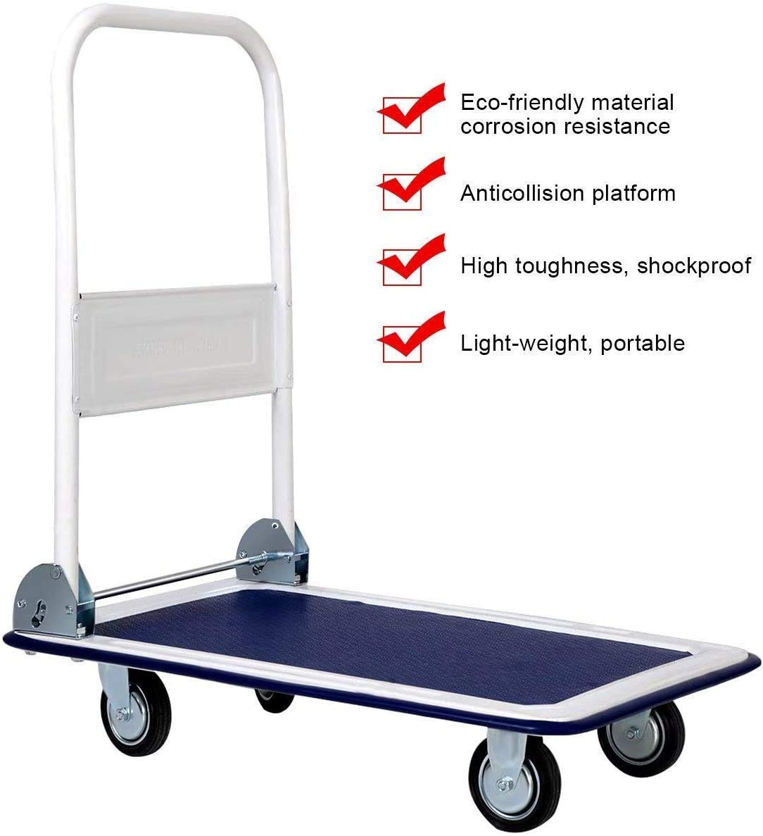 Giantex 10 Platform Cart Dolly Folding Foldable Moving Warehouse Push Hand Truck, 330lbs Weight Capacity, Blue 