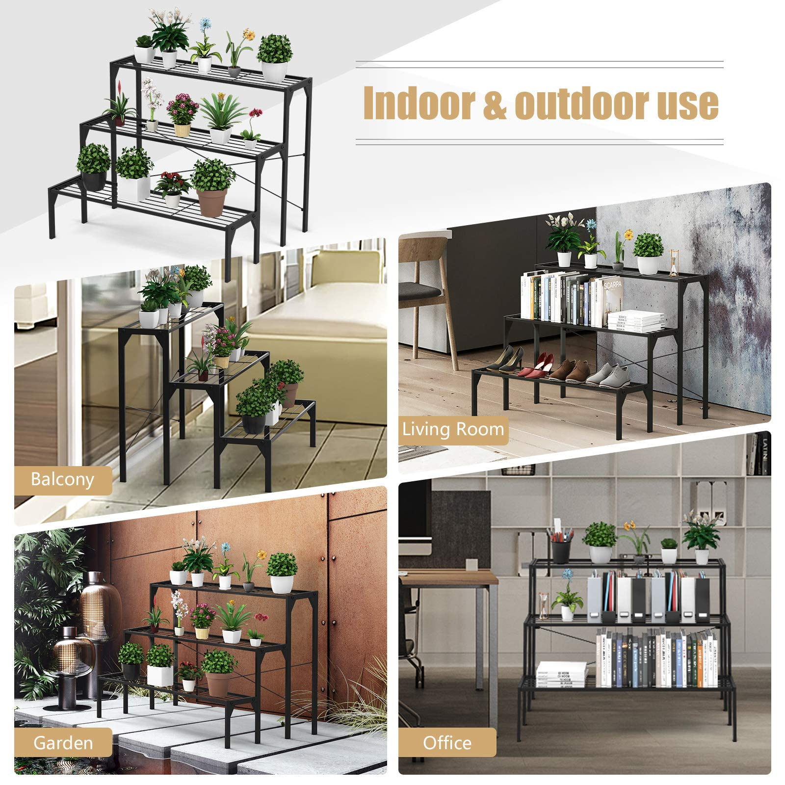 Giantex 3 Tiers Metal Plant Stand, Ladder Flower Pots Holders 