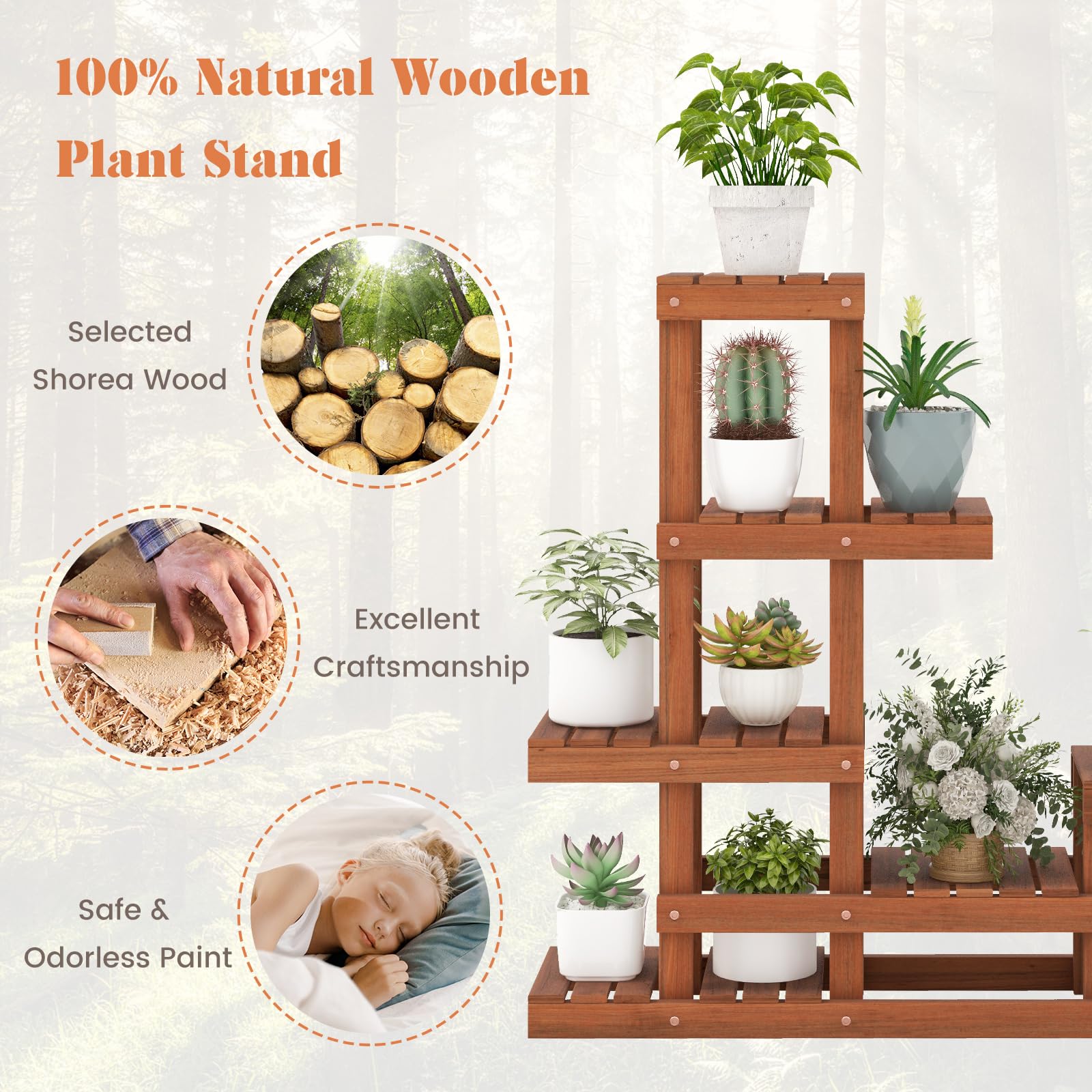 Giantex 6 Tier Wood Plant Stand 