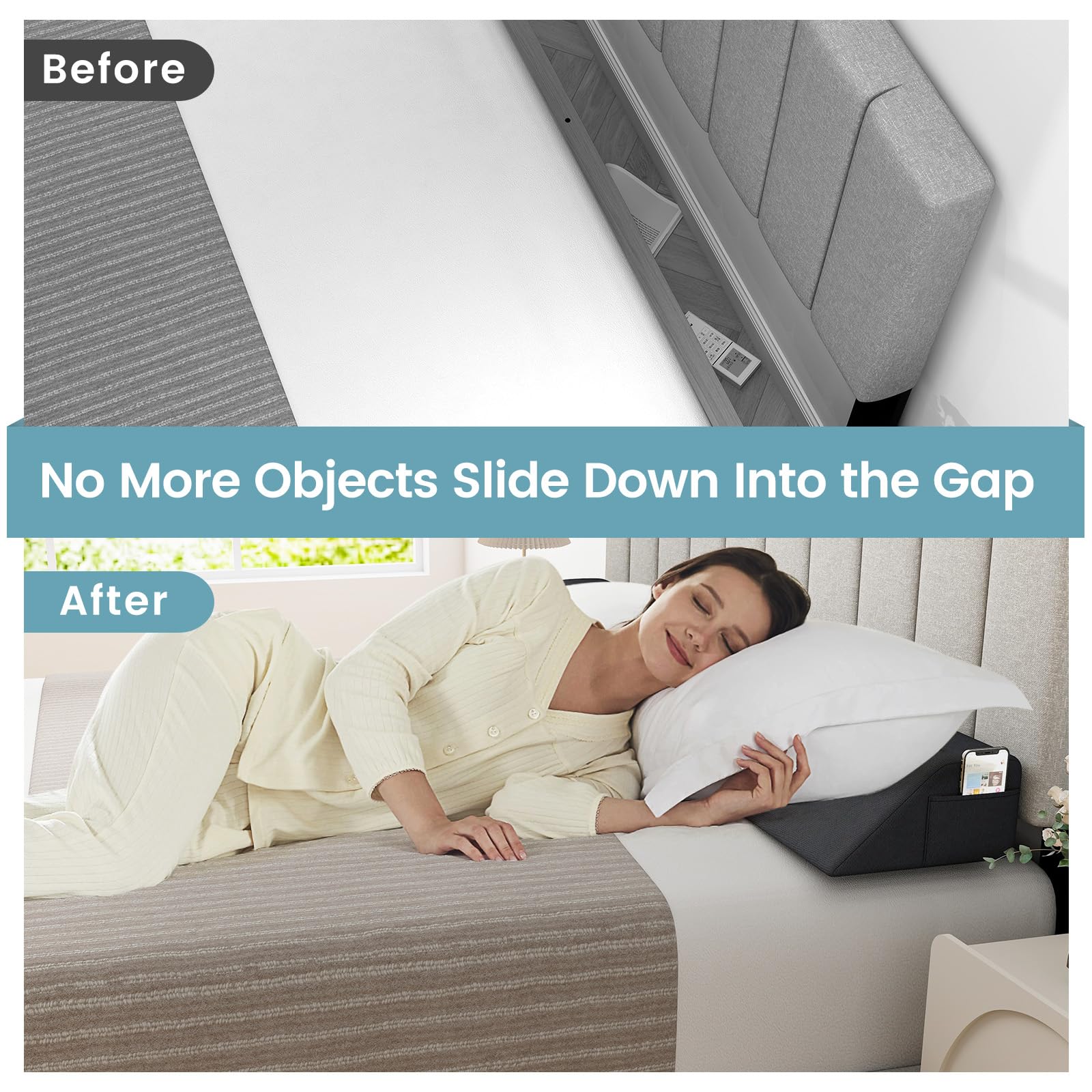 Giantex Bed Wedge Pillow for Headboard Gap Filler 