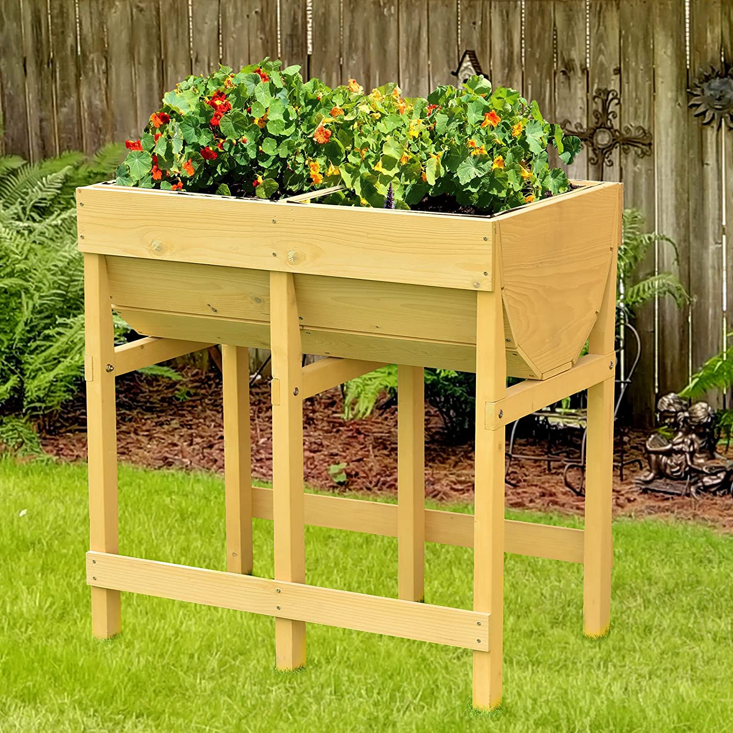 Raised Wooden Flower Planter (28" X 18" X 28.5") 