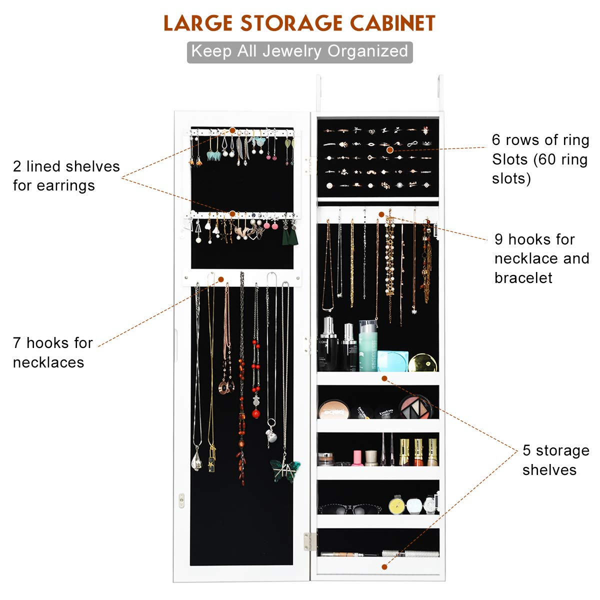 Giantex Wall Door Mounted Jewelry Armoire Cabinet with Full-length Mirror 
