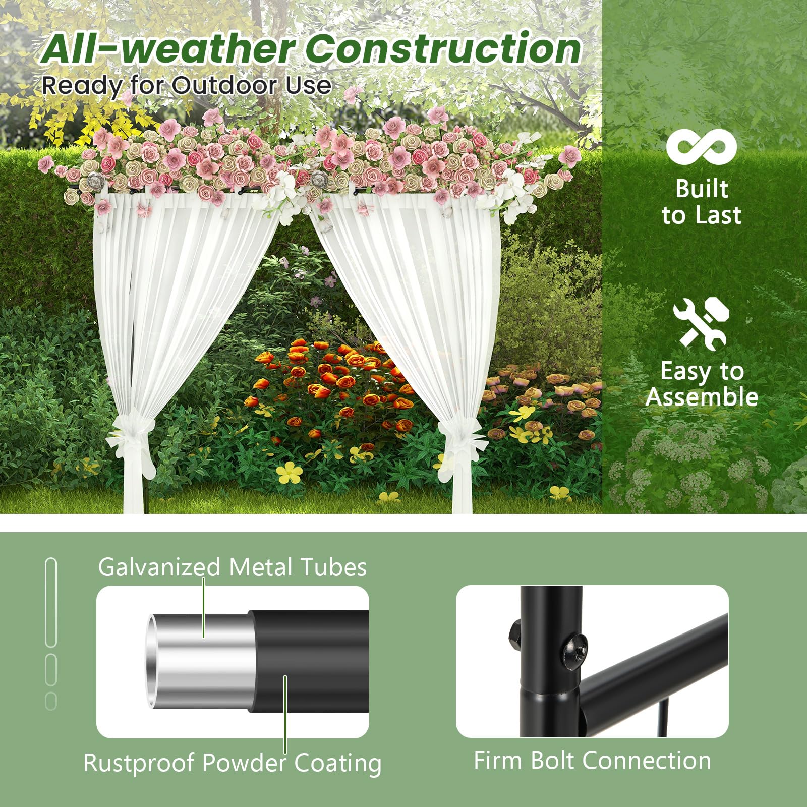 Giantex Garden Arch Trellis - 81''H x 81''W Metal Garden Arbor