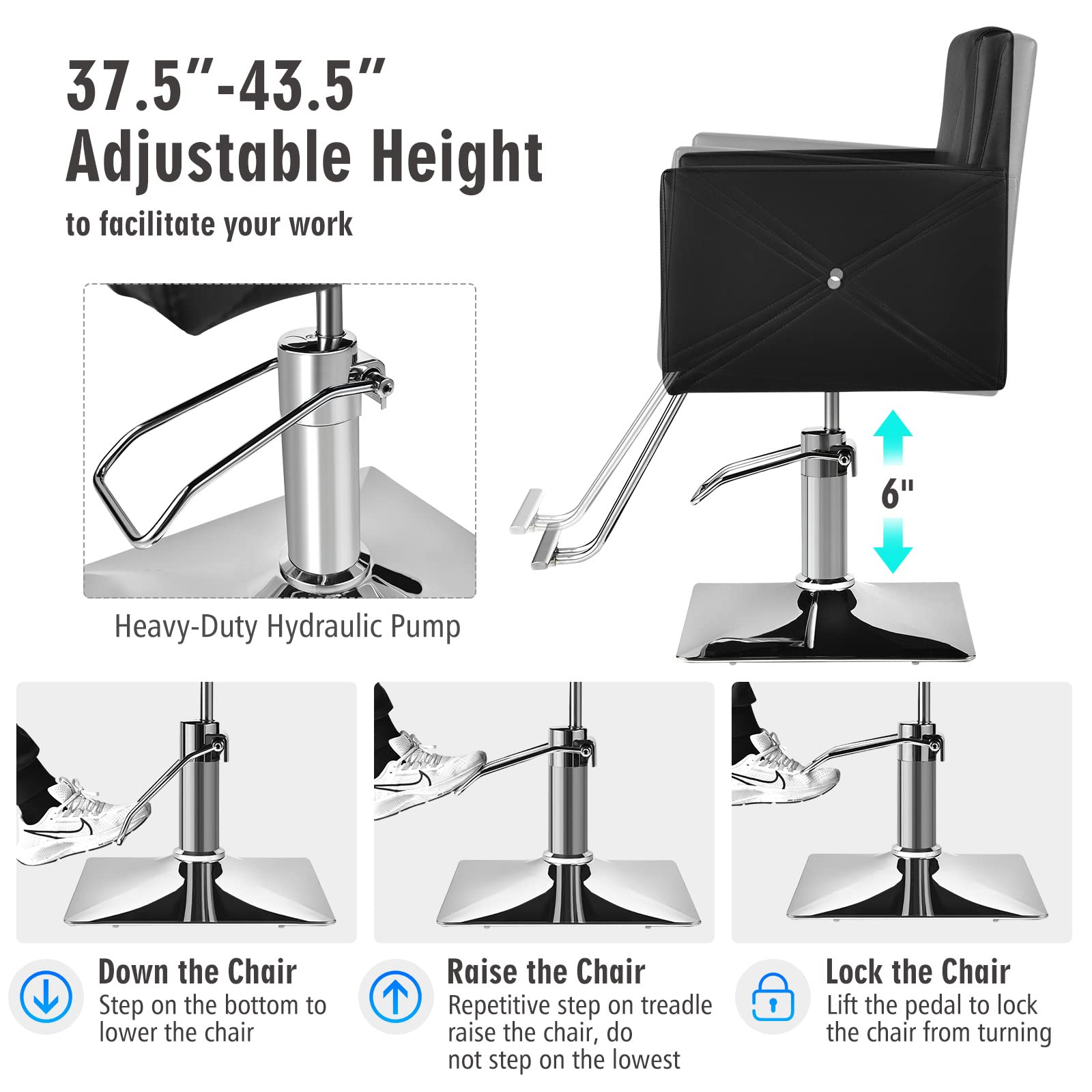 Makeup Hair Salon Chairs for Hair Stylist, Load up 330 LBS 