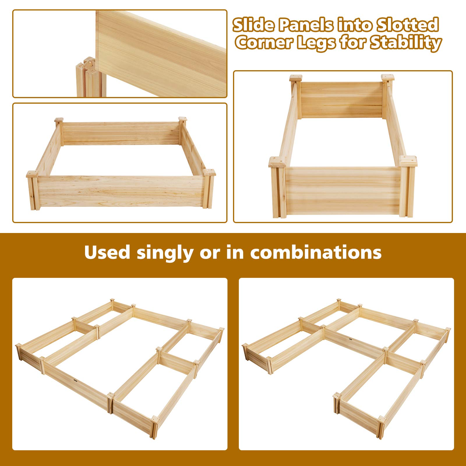 U-Shaped Raised Garden Bed (92.5" L x 95" W x 11" H)