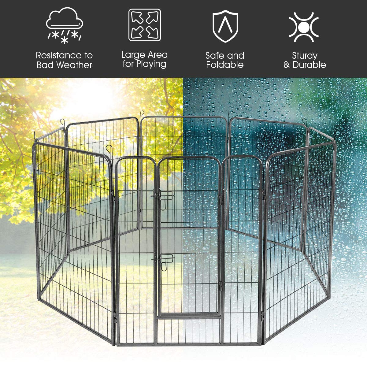 Giantex 8 Panel 48 inch Dog Playpen with Door 