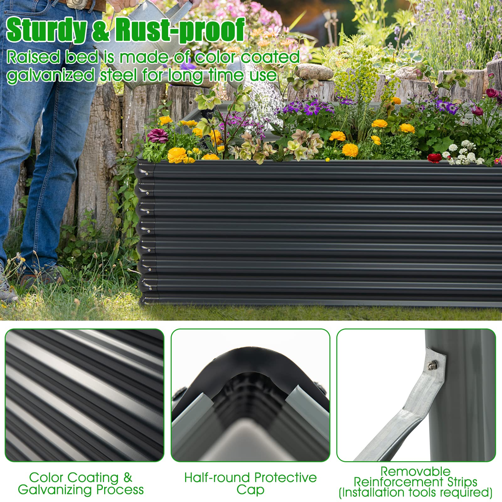 Giantex Galvanized Raised Garden Bed 