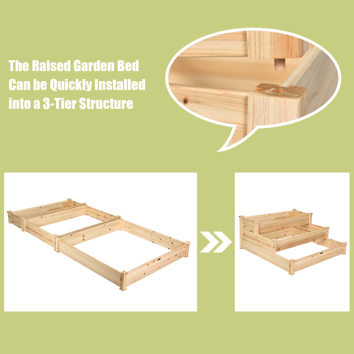 3 Tier Raised Garden Bed, 49'' x 49'' x 22" (L x W x H) 