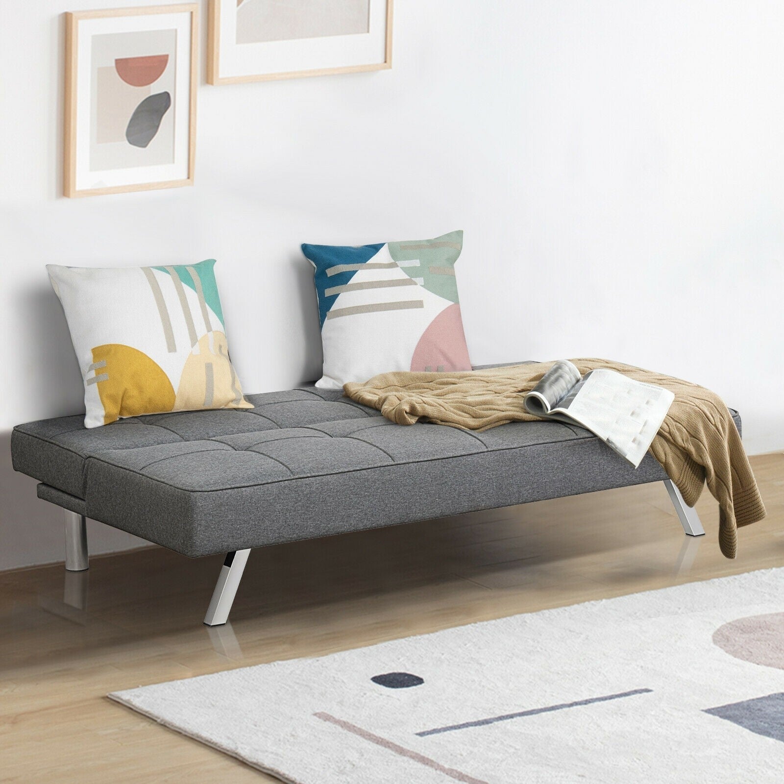 Giantex 3-Seat Convertible Sofa Bed, Sofa Bed w/ 3 Adjustable Angles 