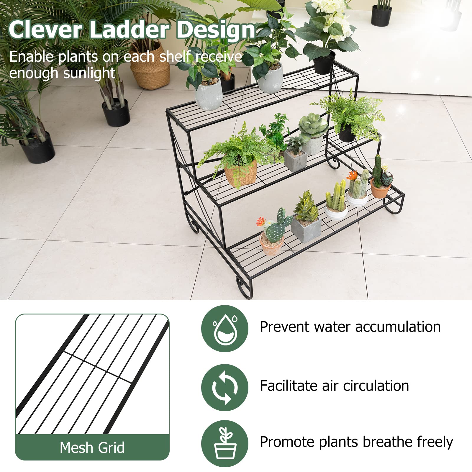 Giantex 3 Tier Metal Plant Stand 