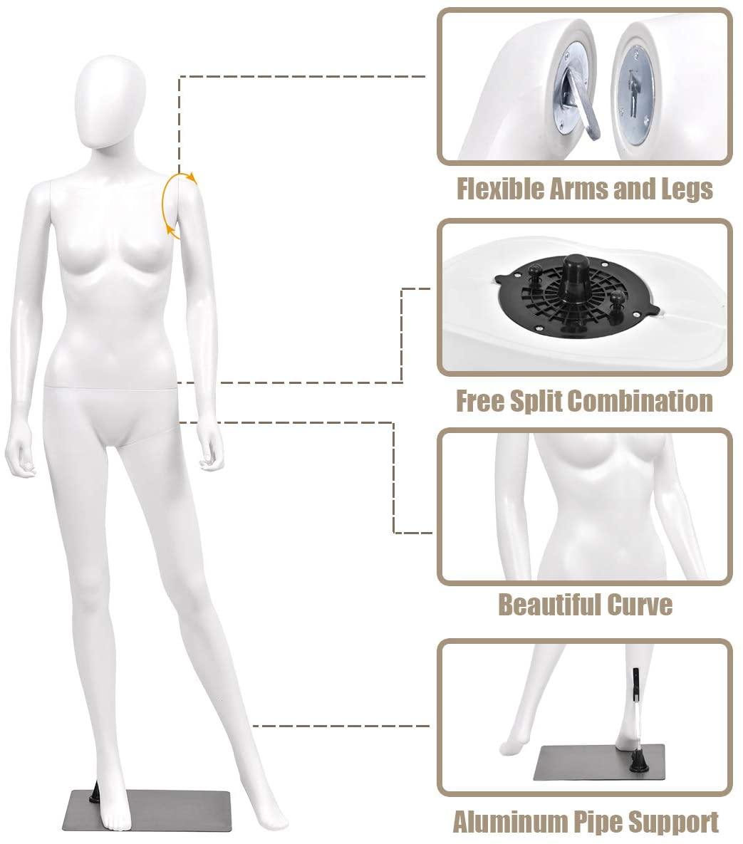 5.8 FT Female Mannequin Adjustable Detachable Manikin 
