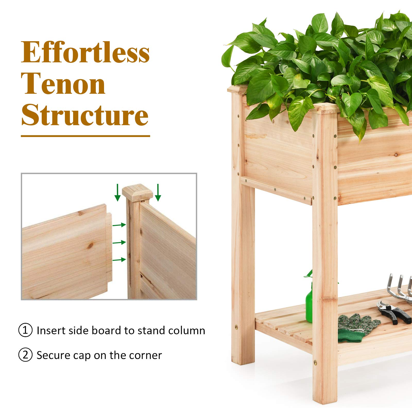 Outdoor Planter Box W/Shelf for Garden Patio Backyard 