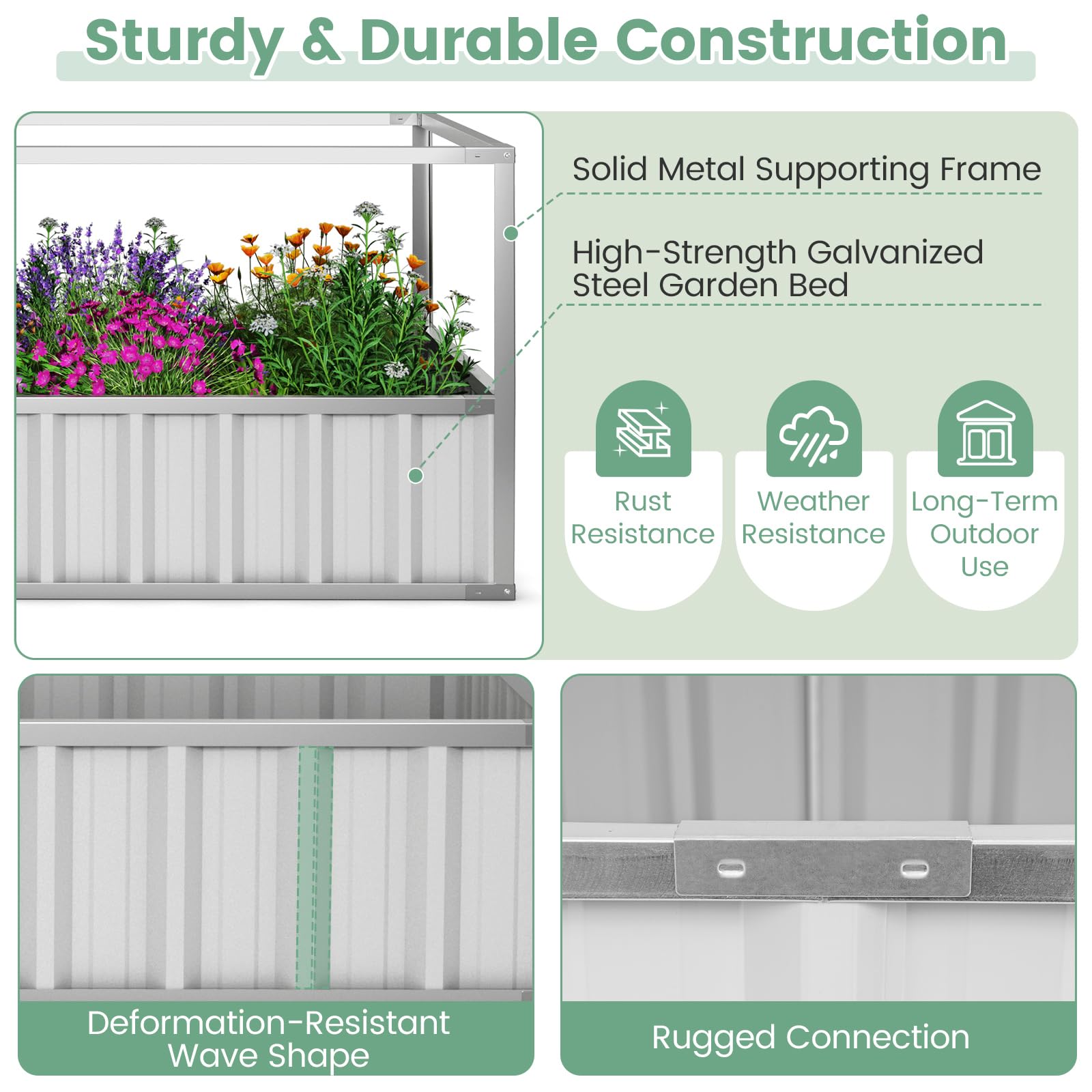 Giantex 69”x36”x28” Raised Garden Bed with Cover, 16.5 Cu.Ft Galvanized Steel Planter Box Kit 