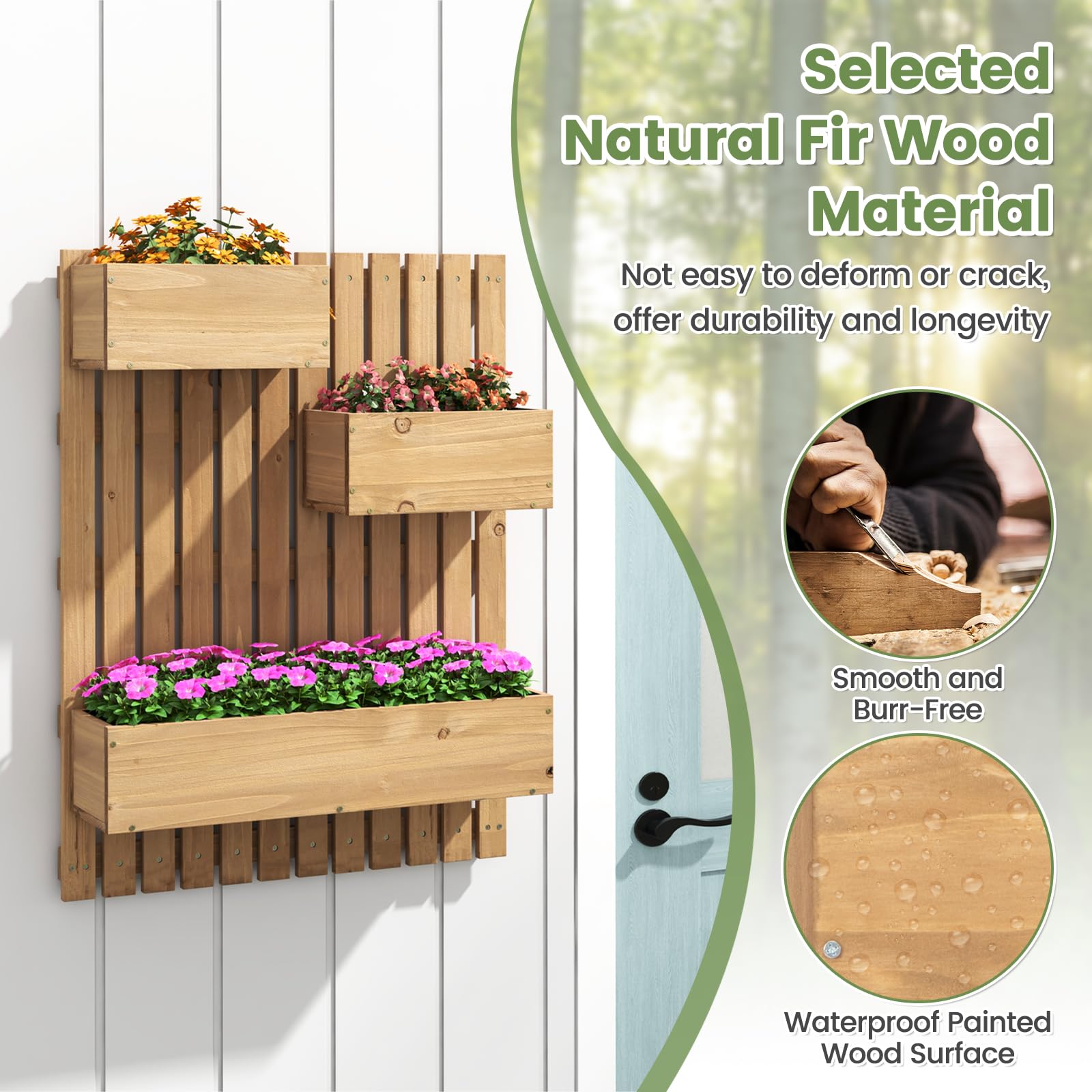 Giantex Wall-Mounted Raised Garden Bed w/Trellis Board 