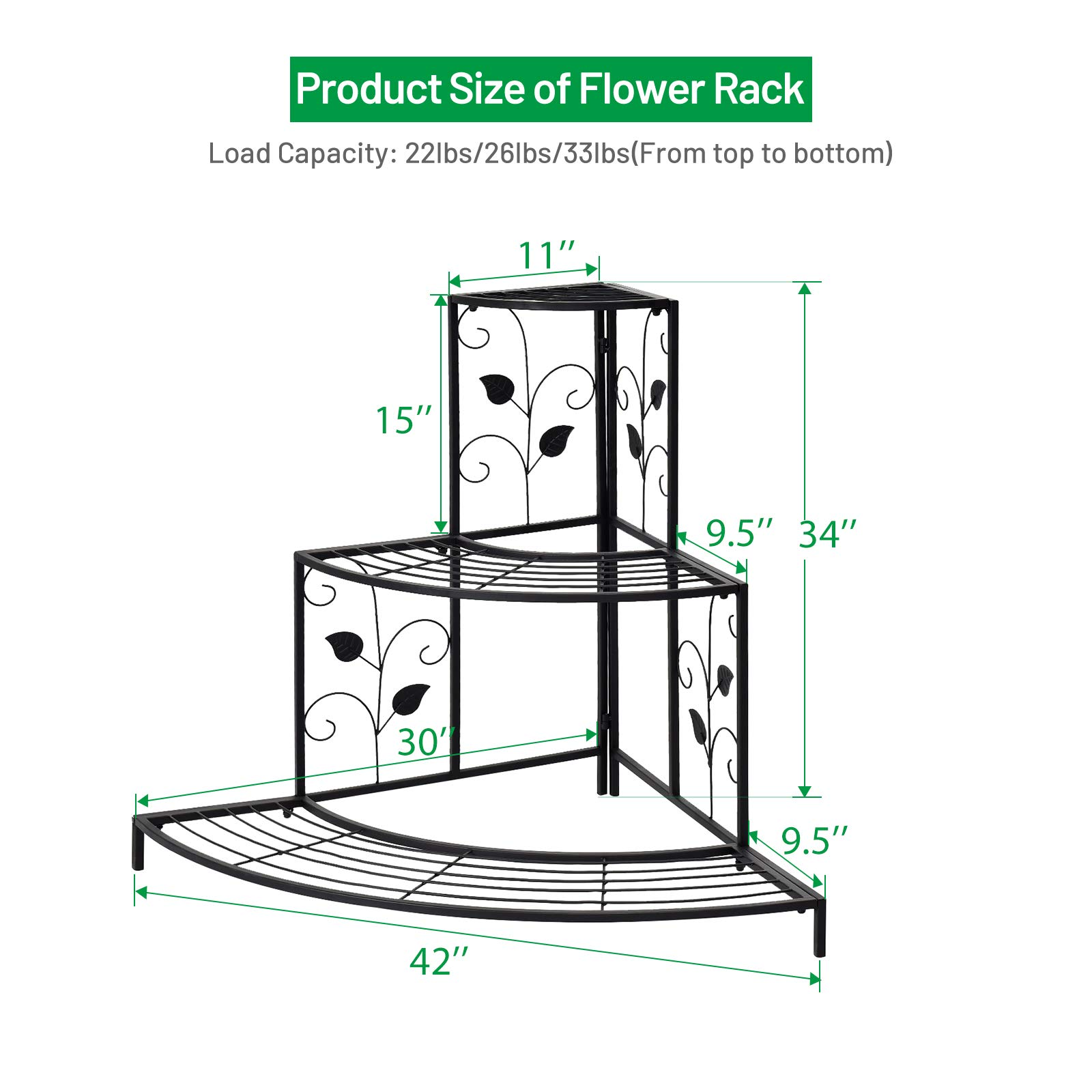 Giantex 3 Tiers Corner Shelf Metal Plant Stand 