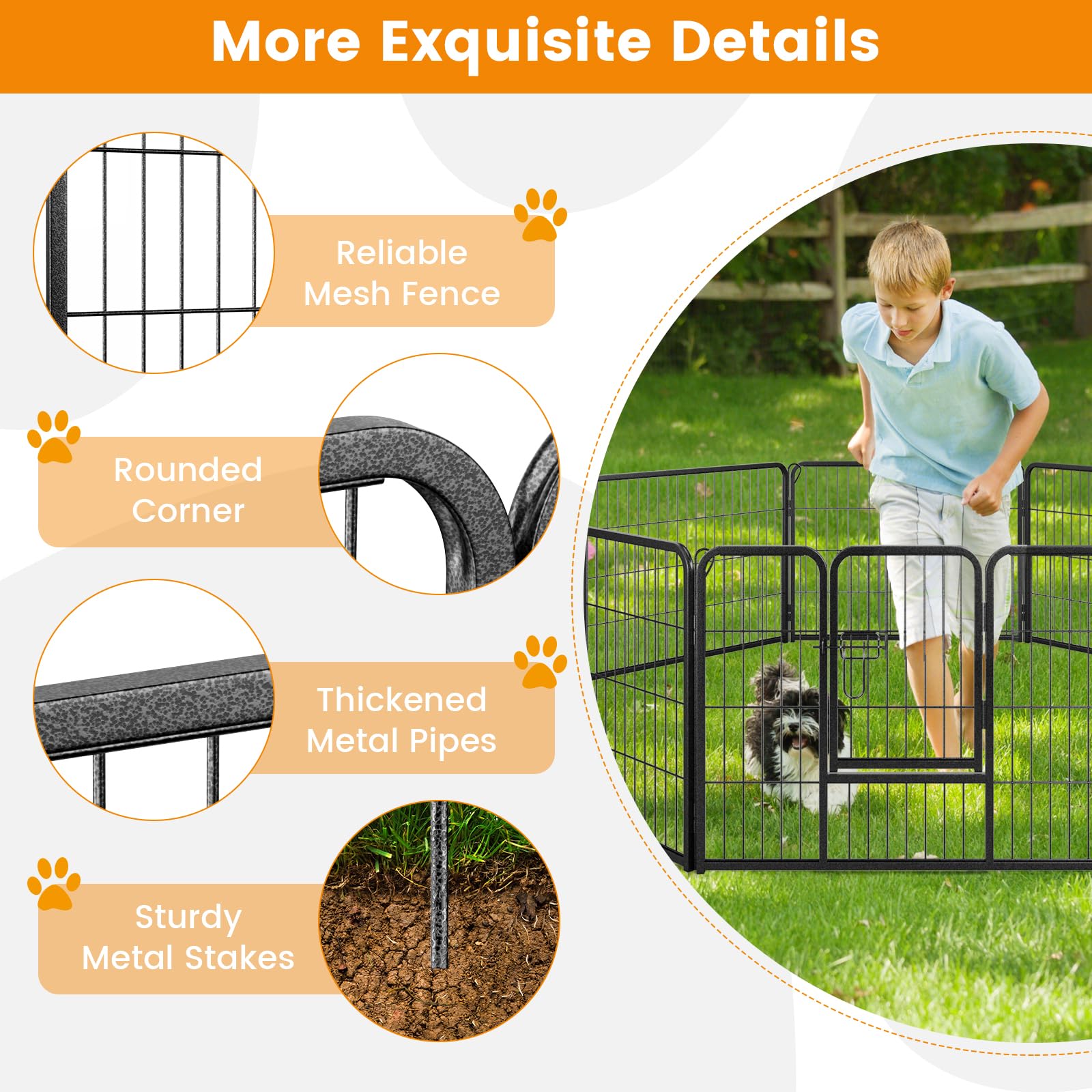 Giantex Dog Playpen Outdoor 24" H - 8/16 Panels Metal Pet Fence for Puppies Small Dogs, Portable Dog Fence for Yard Garden RV Camping 