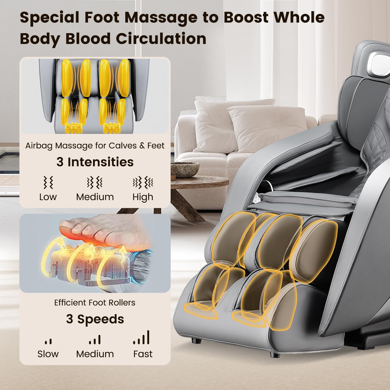 Giantex Comfort Full Body Massage Chair - Zero Gravity Massaging Recliner w/SL Track, Airbags, Foot Rollers 