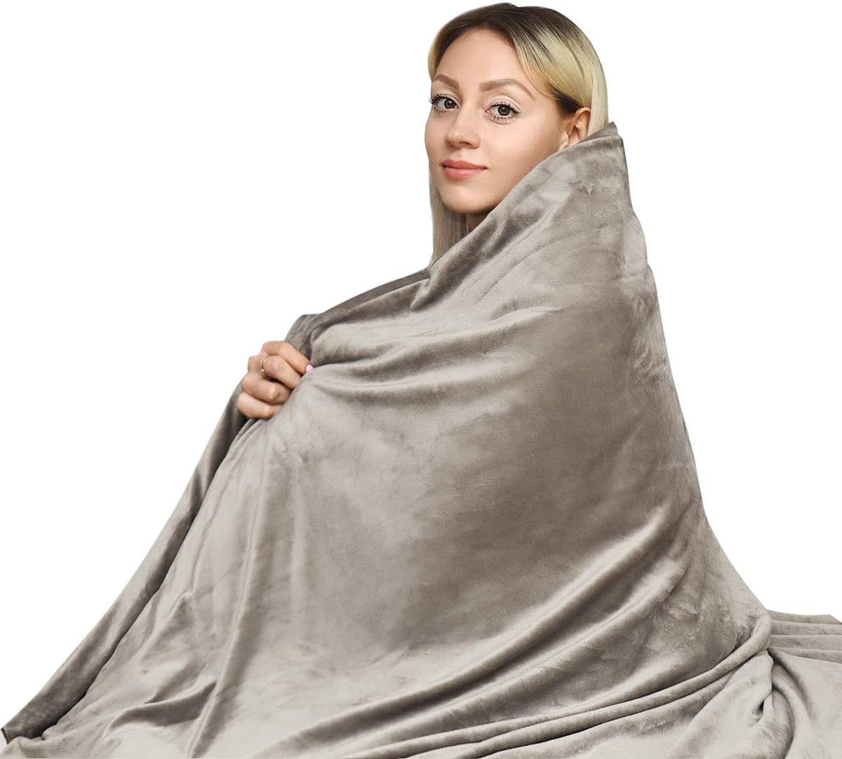 Weighted Blanket with 200GSM Crystal Velvet Cover 20lbs |60"x80"| Queen Size Gray 