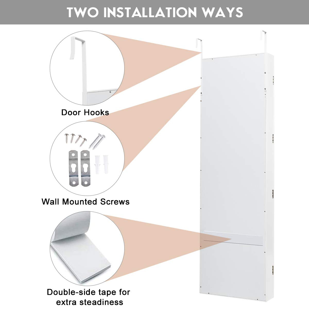 Giantex Wall Door Mounted Jewelry Armoire Cabinet with Full-length Mirror 