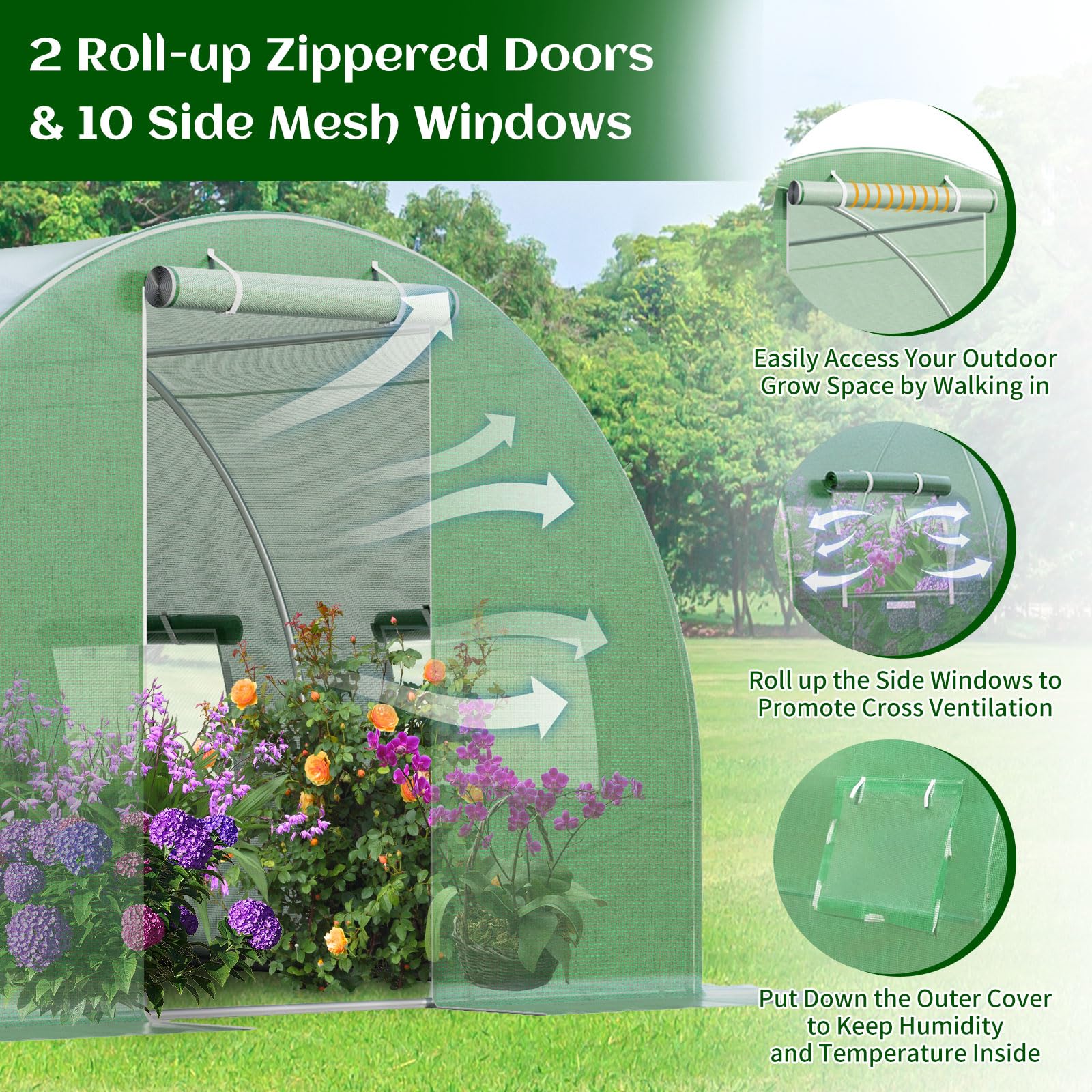 Giantex Greenhouse, 20 x 10 x 6.6 FT Large Walk in Greenhouse Outdoor 