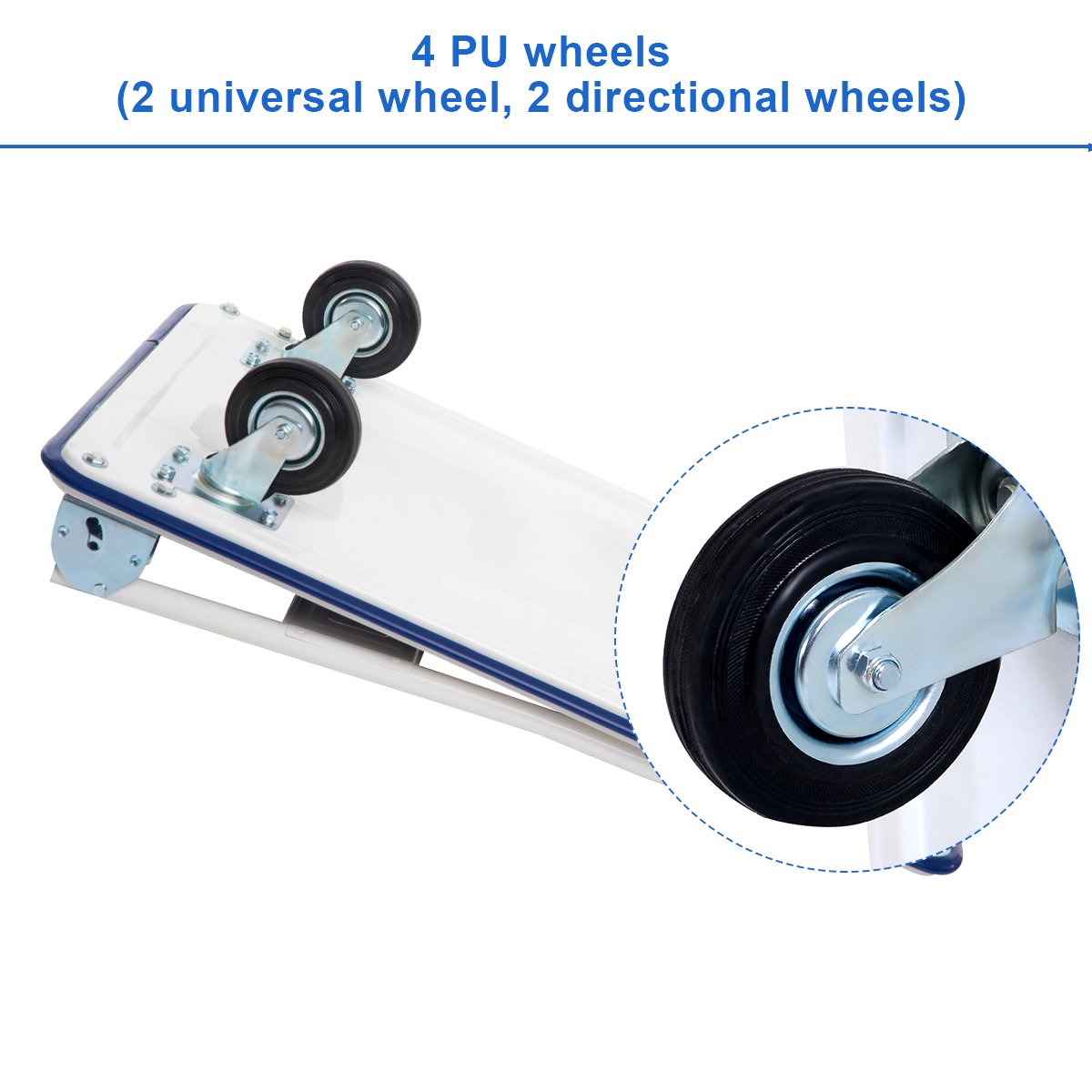 Giantex 5 660lbs Platform Cart Dolly Folding Foldable Moving Warehouse Push Hand Truck, Blue, 35.5inch x 24inch (Baseboard) 