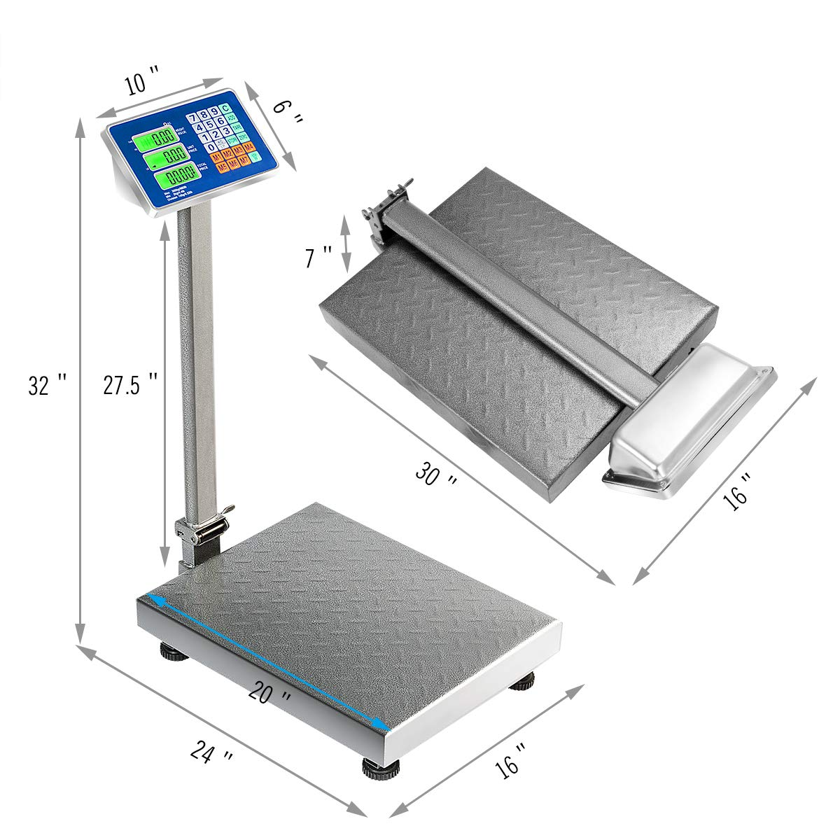 Giantex 660lbs Weight Computing Digital Scale Floor Platform Scale for Weighing Luggage (Silver) 