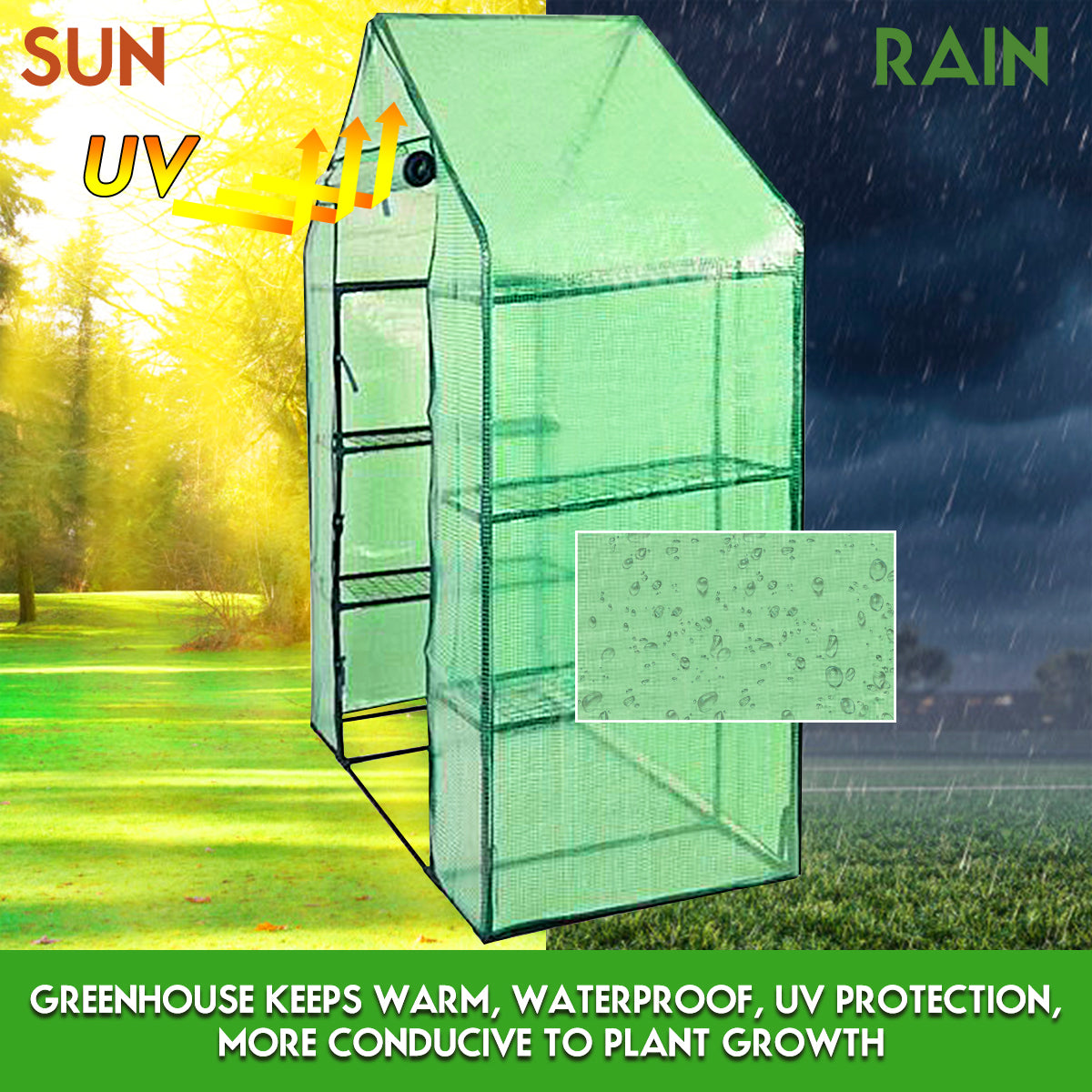 Greenhouse Outdoor Large Walk-in Plant Green house for Plants (Green) 