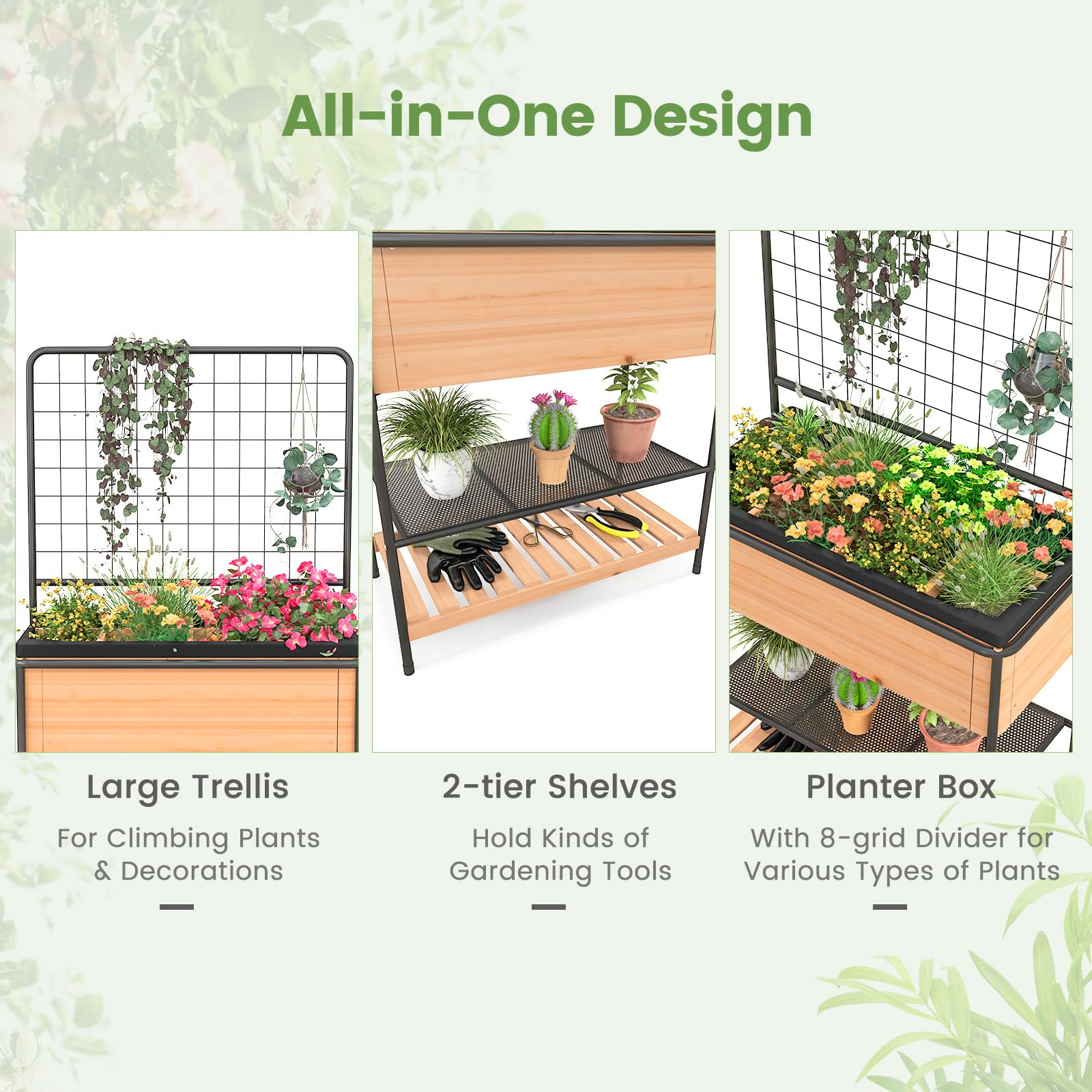 Giantex Raised Garden Bed with Trellis 