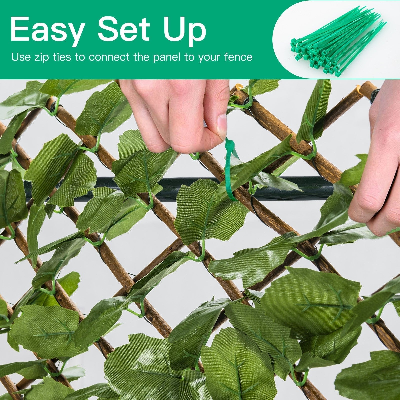 Giantex 3PCS Expandable Artificial Hedges Faux Ivy Leaves Fence 