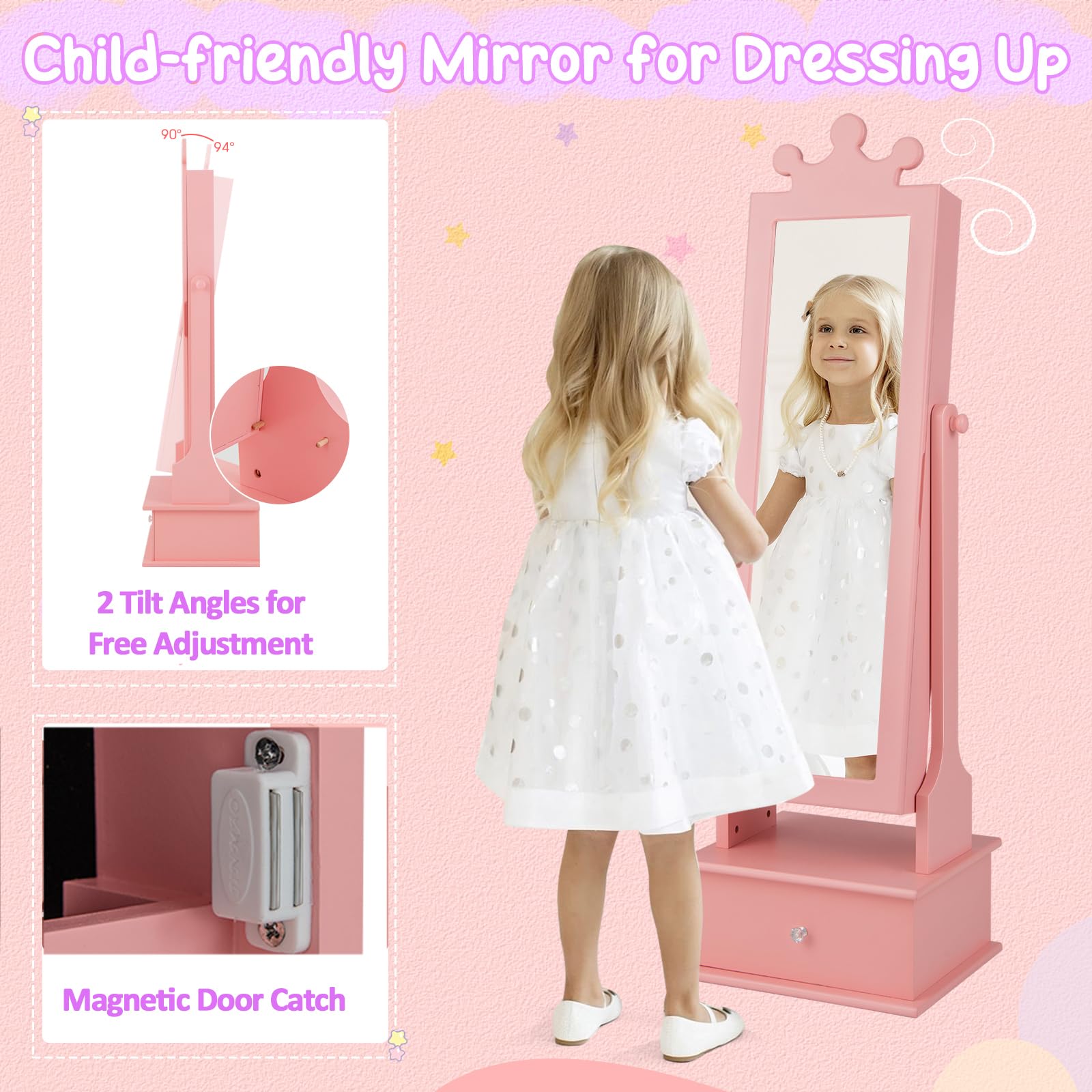 CHARMAID Jewelry Armoire Cabinet for Kids