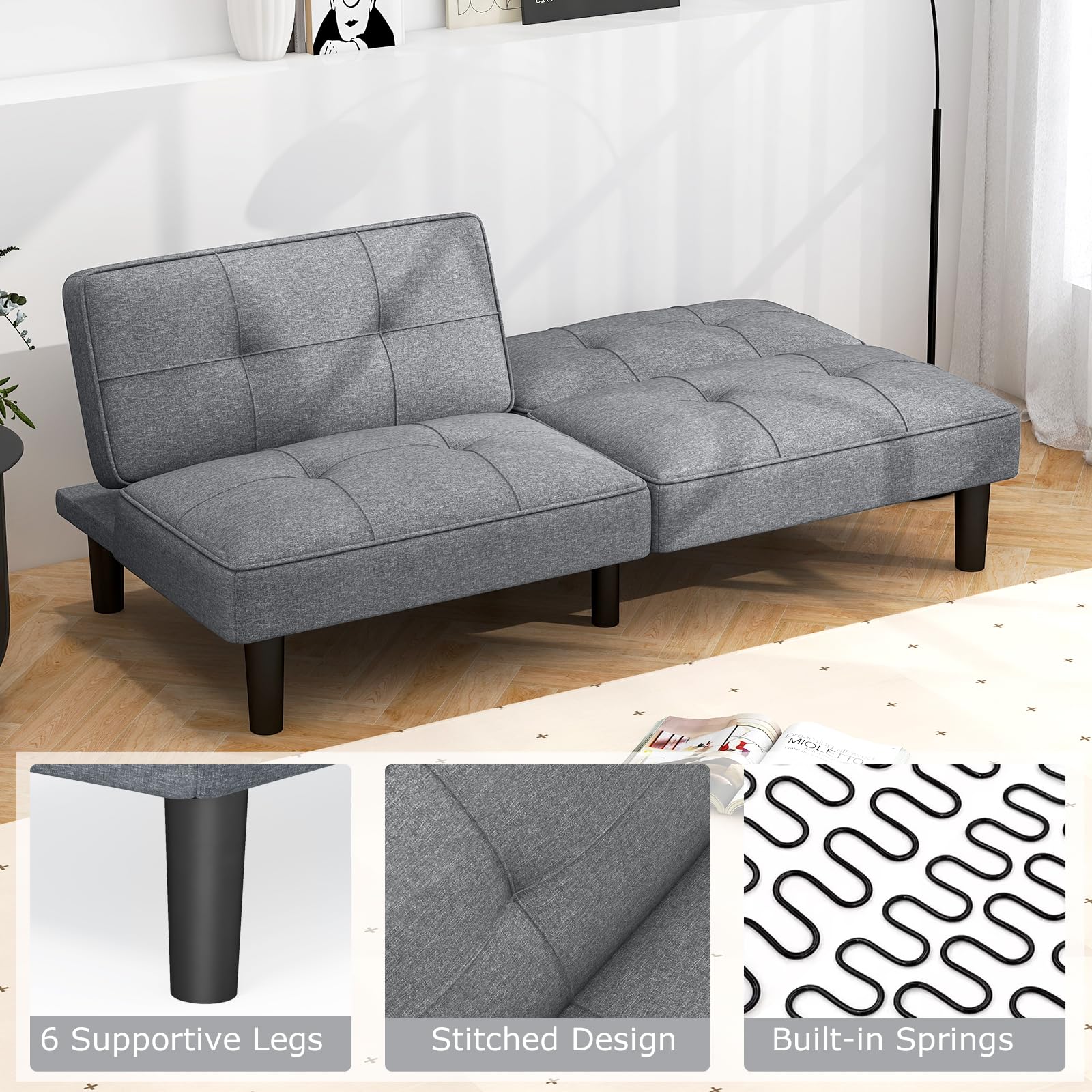 Giantex Convertible Futon Sofa Bed, Upholstered Folding Recliner 