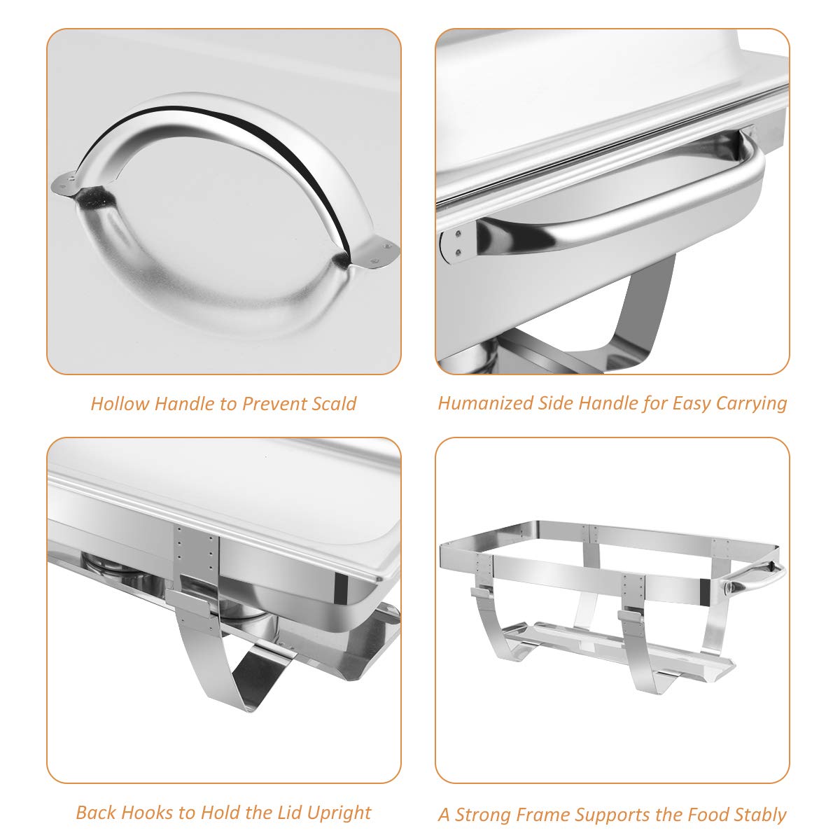 Giantex 2 Packs Chafing Dish 9 Quart Chafer Dishes Buffet Set 
