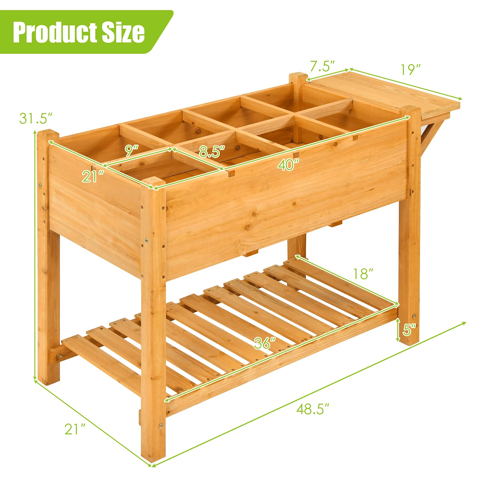 Elevated Raised Garden Box (47L x 21W x 31.5H) 