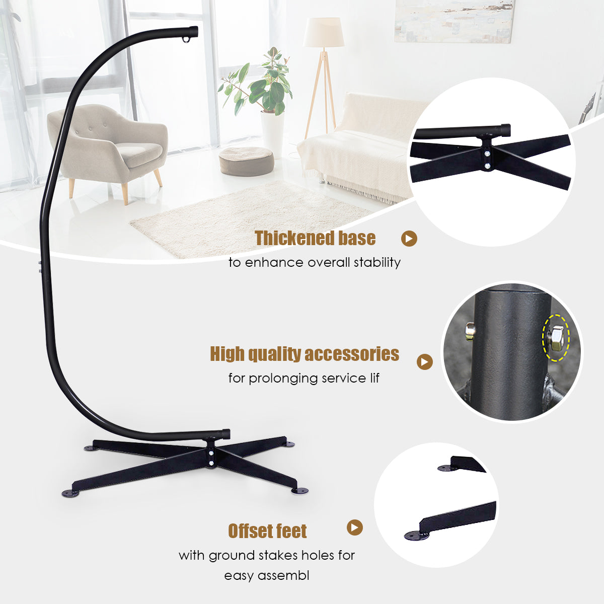 Giantex Hammock Chair Stand, Hanging Chair Stand, C Stand for Hanging Chair 
