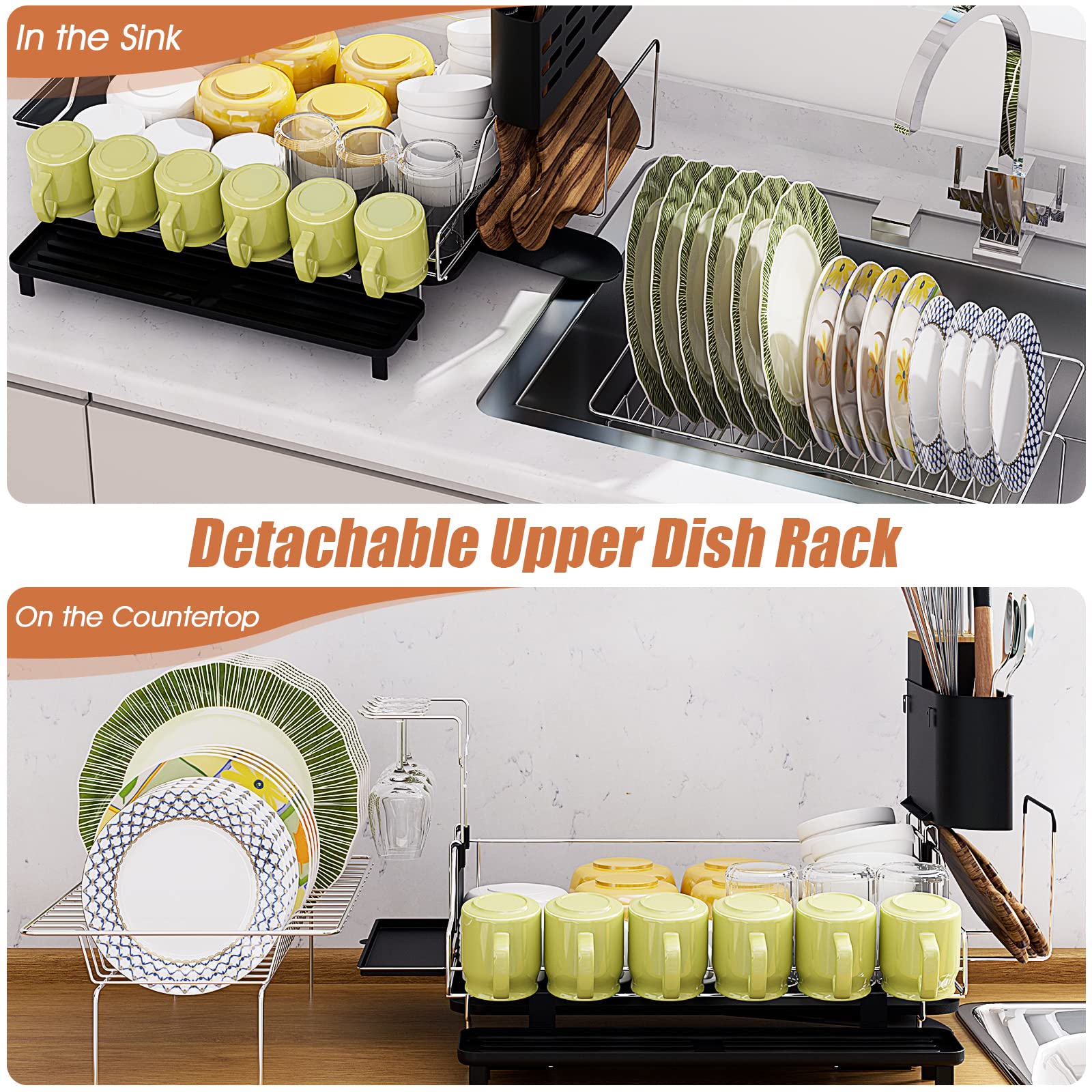 Giantex Large Dish Drying Rack and Drainboard Set 