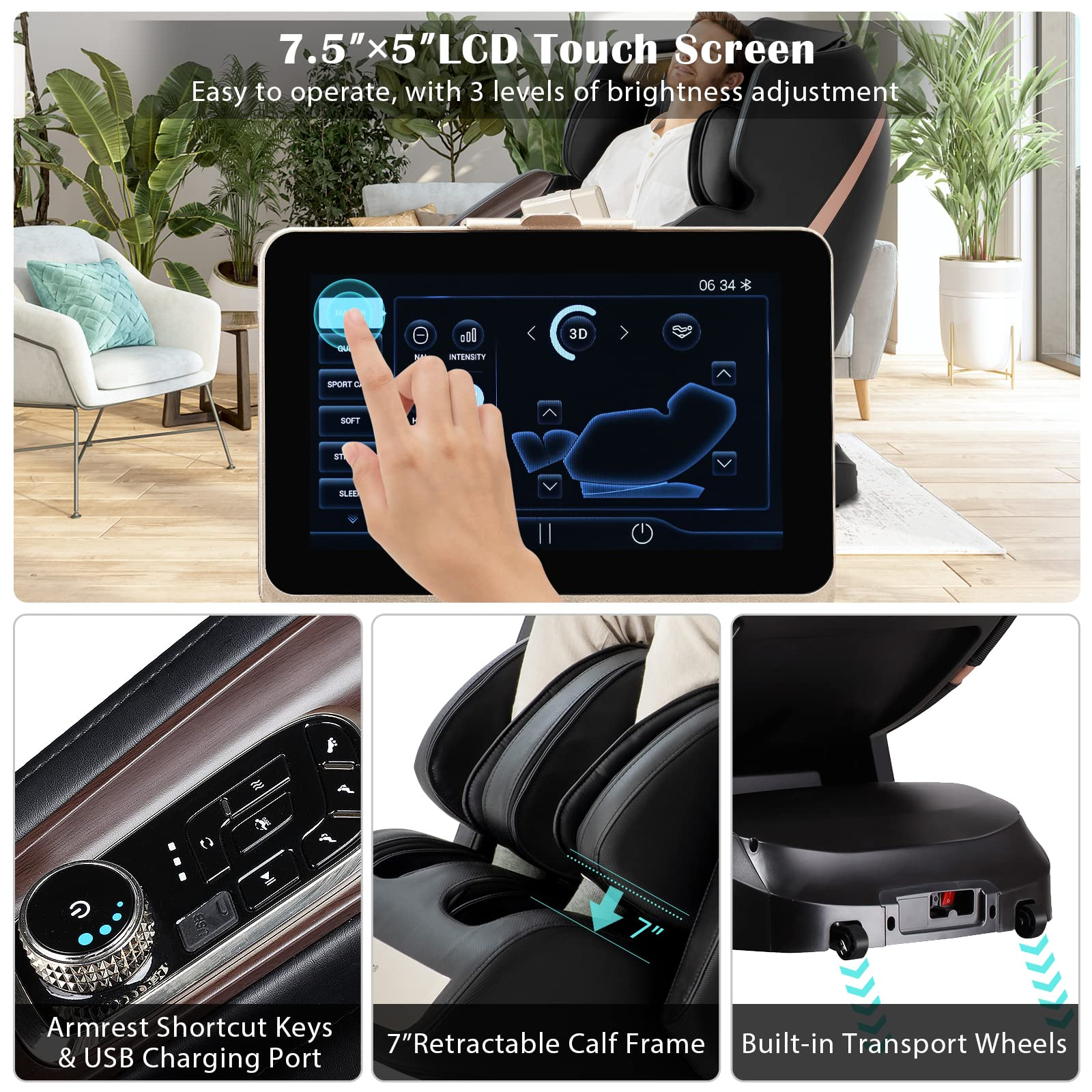 Giantex 3D Full Body Massage Chair, Zero-Gravity Massage Recliner Chair w/ 7'' Touch Screen & SL Track 