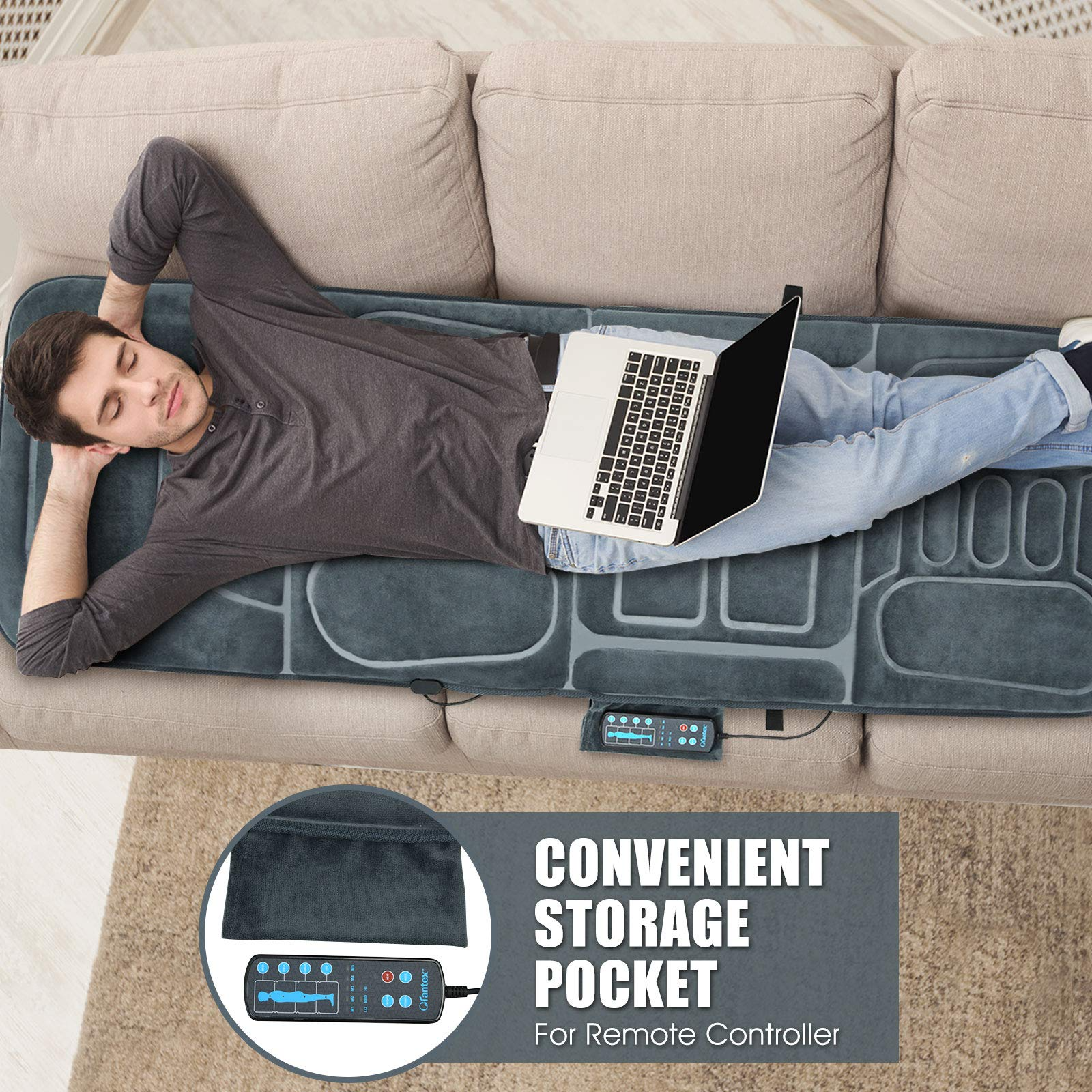 Giantex Full Body Massage Mat with Heat, Back Massage Chair Pad with 10 Vibration Motors 