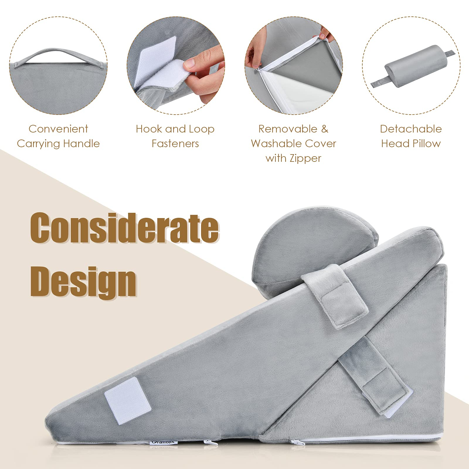 Giantex Wedge Pillow, Memory Foam Incline Pillows with Head Support 