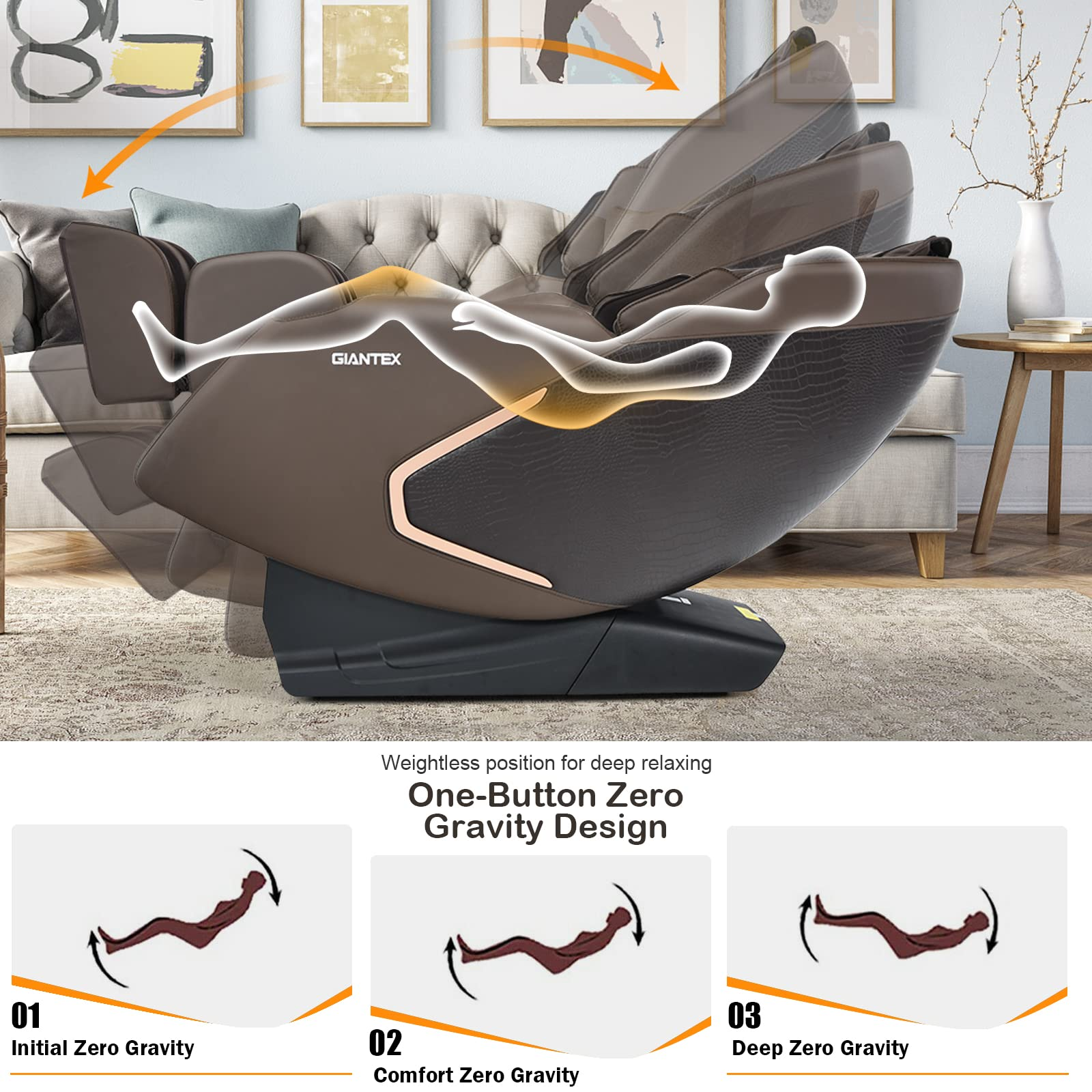 Giantex Full Body Massage Chair, Zero Gravity Recliner Chair on Wheels 
