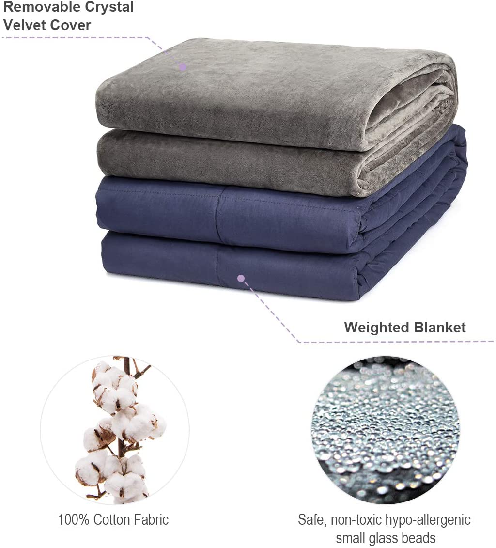 Giantex Weighted Blanket with Removable Cover, 15lbs |48"x72"| Twin Size 