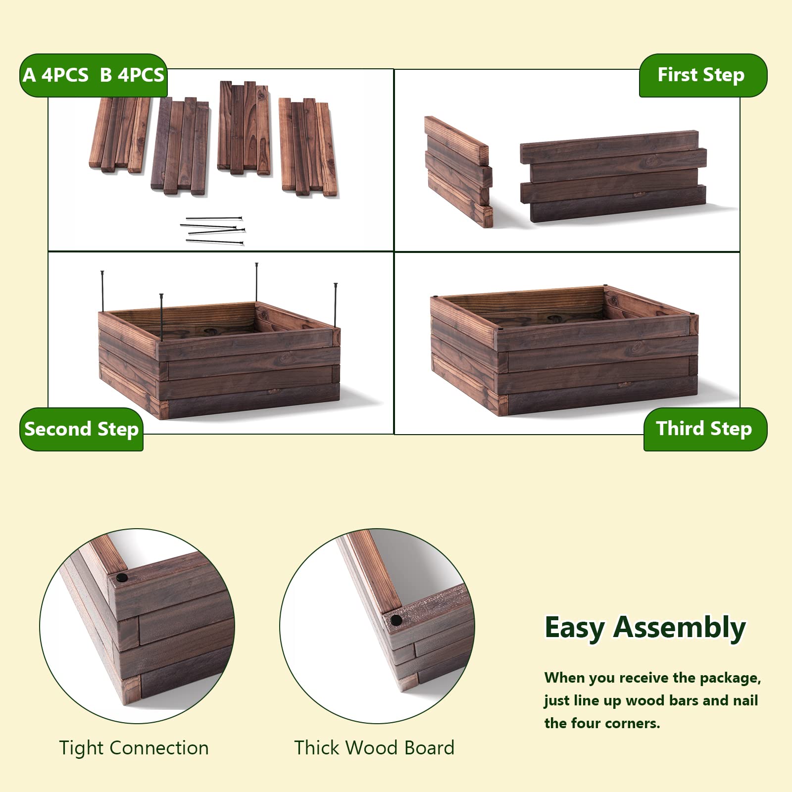 Brown Raised Garden Bed, 24'' L x 24'' W x 10''H 