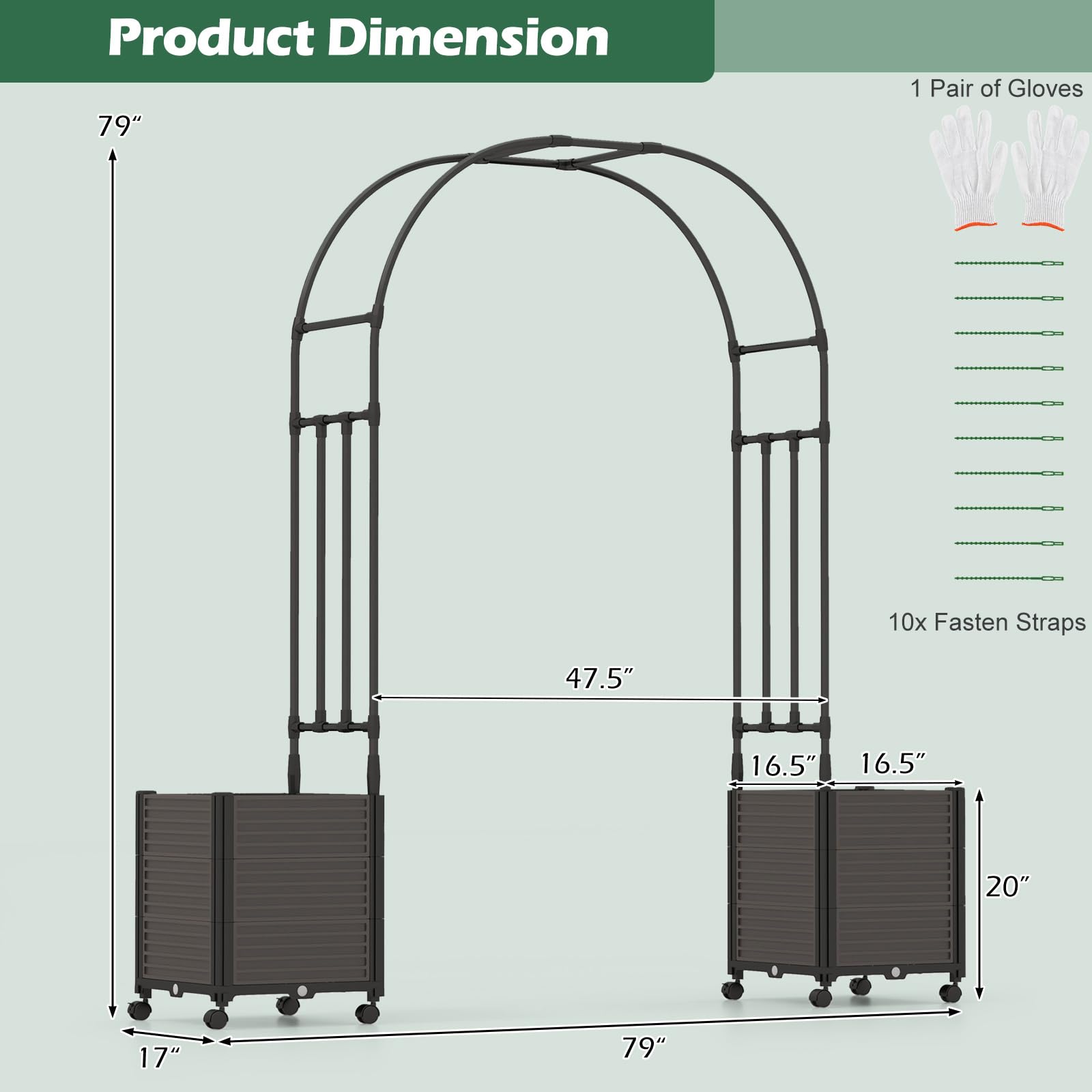 Giantex 79" Garden Arch with Trellis & 2 Planters 