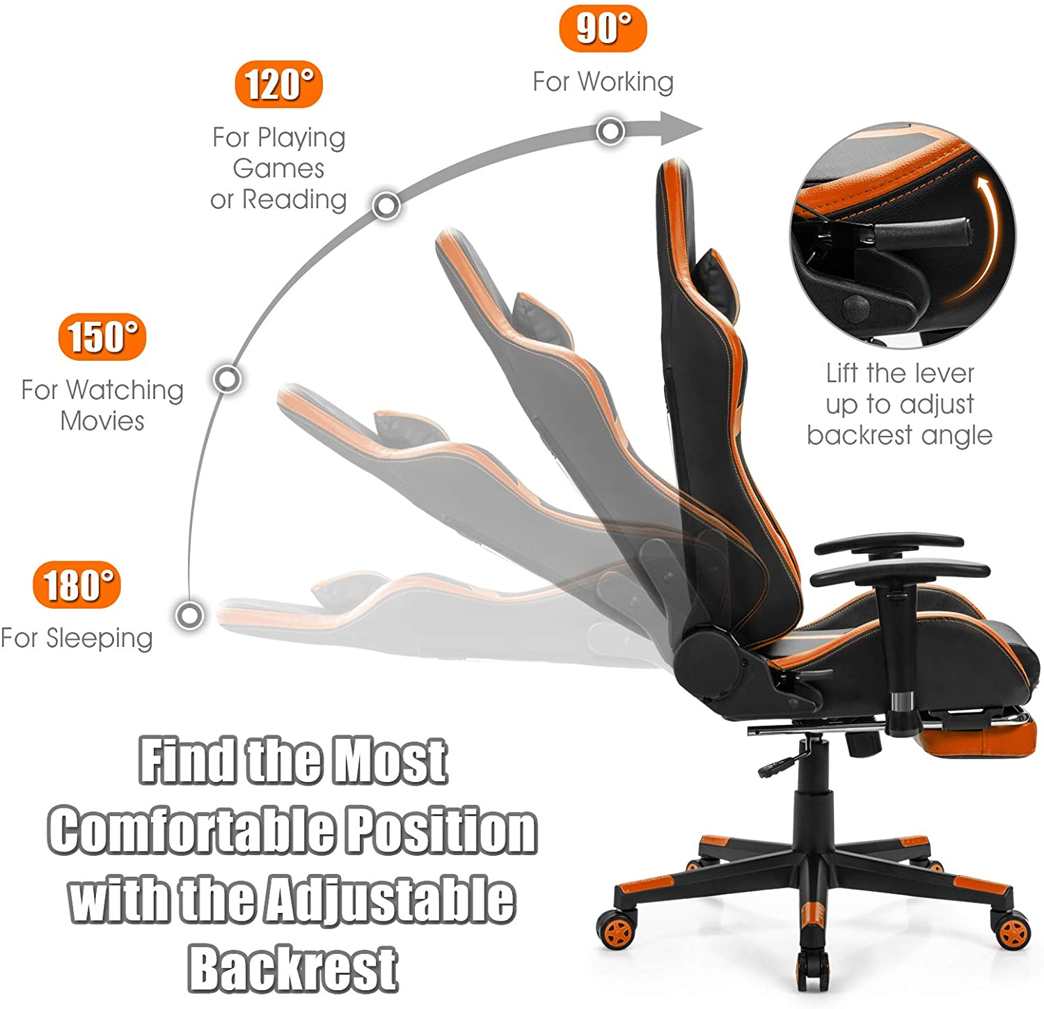 Computer Gaming Chair, Adjustable Massage Gaming Chair 