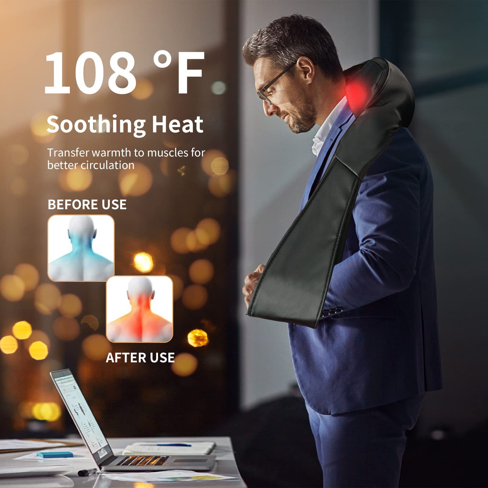 Giantex Shiatsu Neck Back and Shoulder Massager w/Heat, Deep Tissue 3D Kneading Massage Pillow for Back 