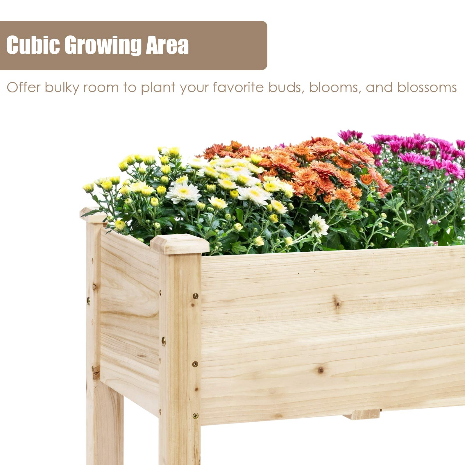 Wood Planter Box with Legs, 47.5"L x 17"W x 20"H